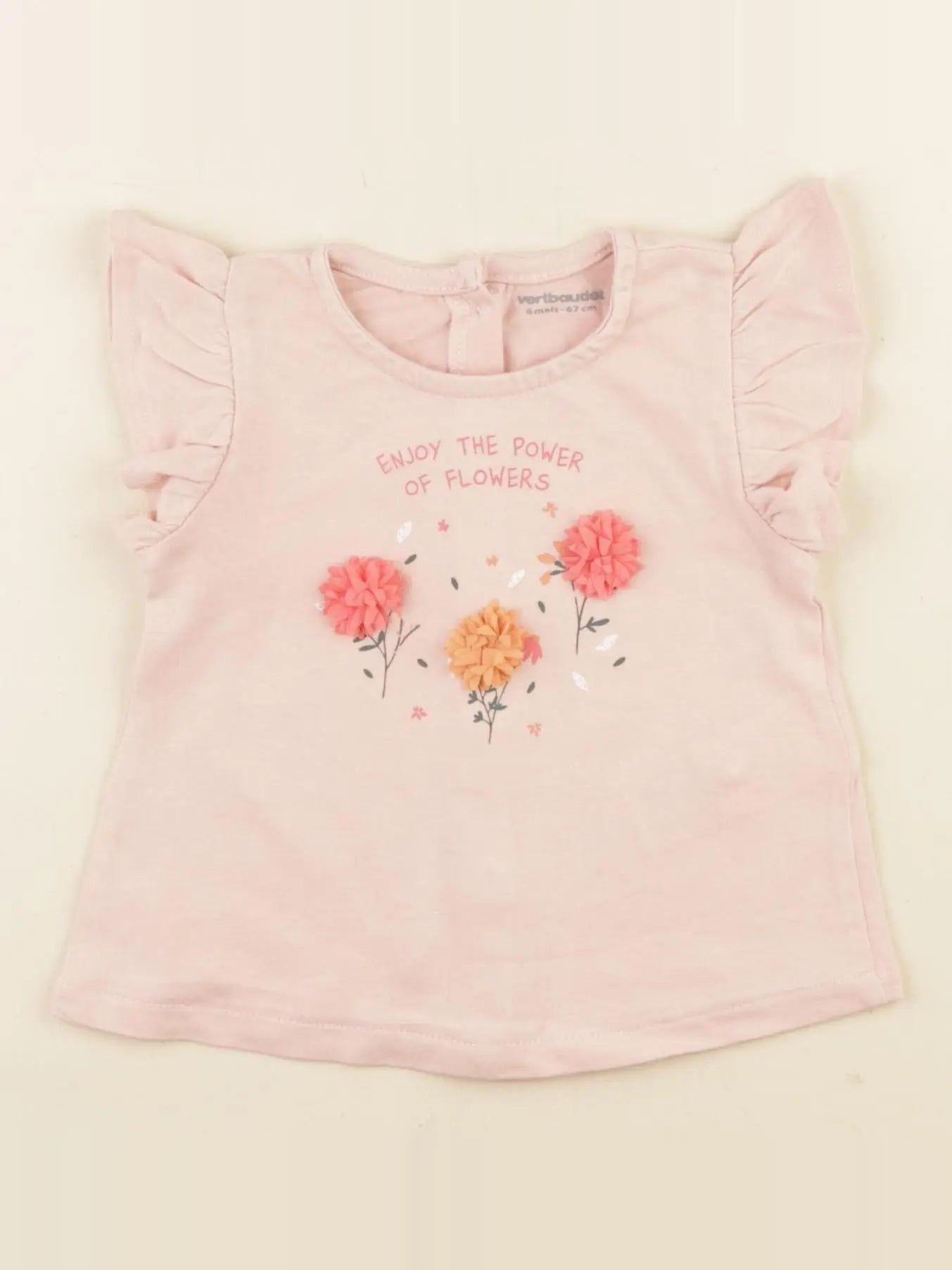 Vertbaudet - tee-shirt rose - 6 mois