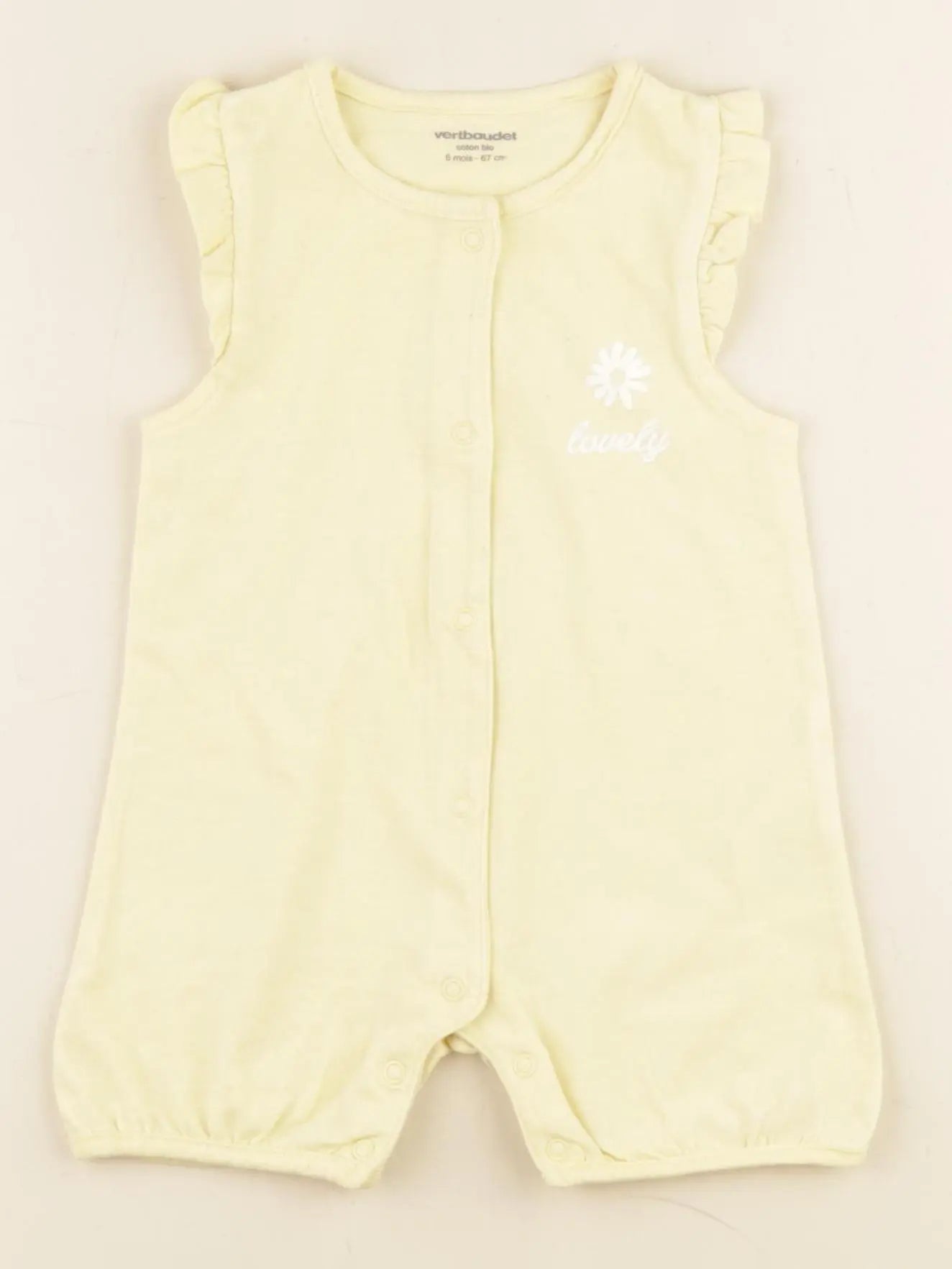 Vertbaudet - pyjama coton jaune - 6 mois