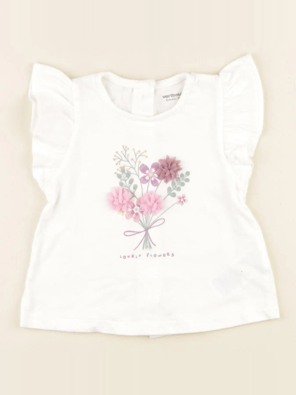 Vertbaudet - tee-shirt blanc - 9 mois