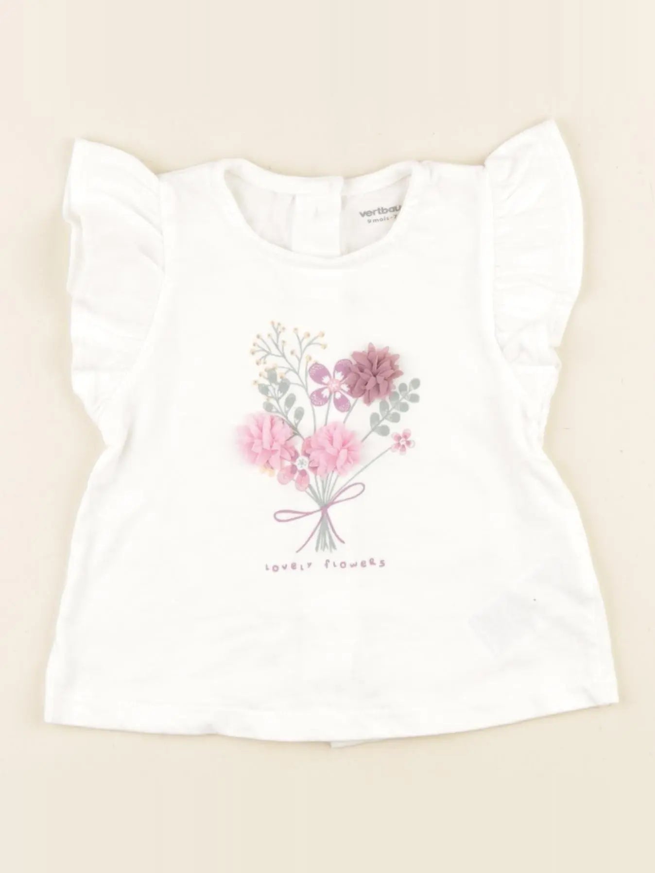 Vertbaudet - tee-shirt blanc - 9 mois