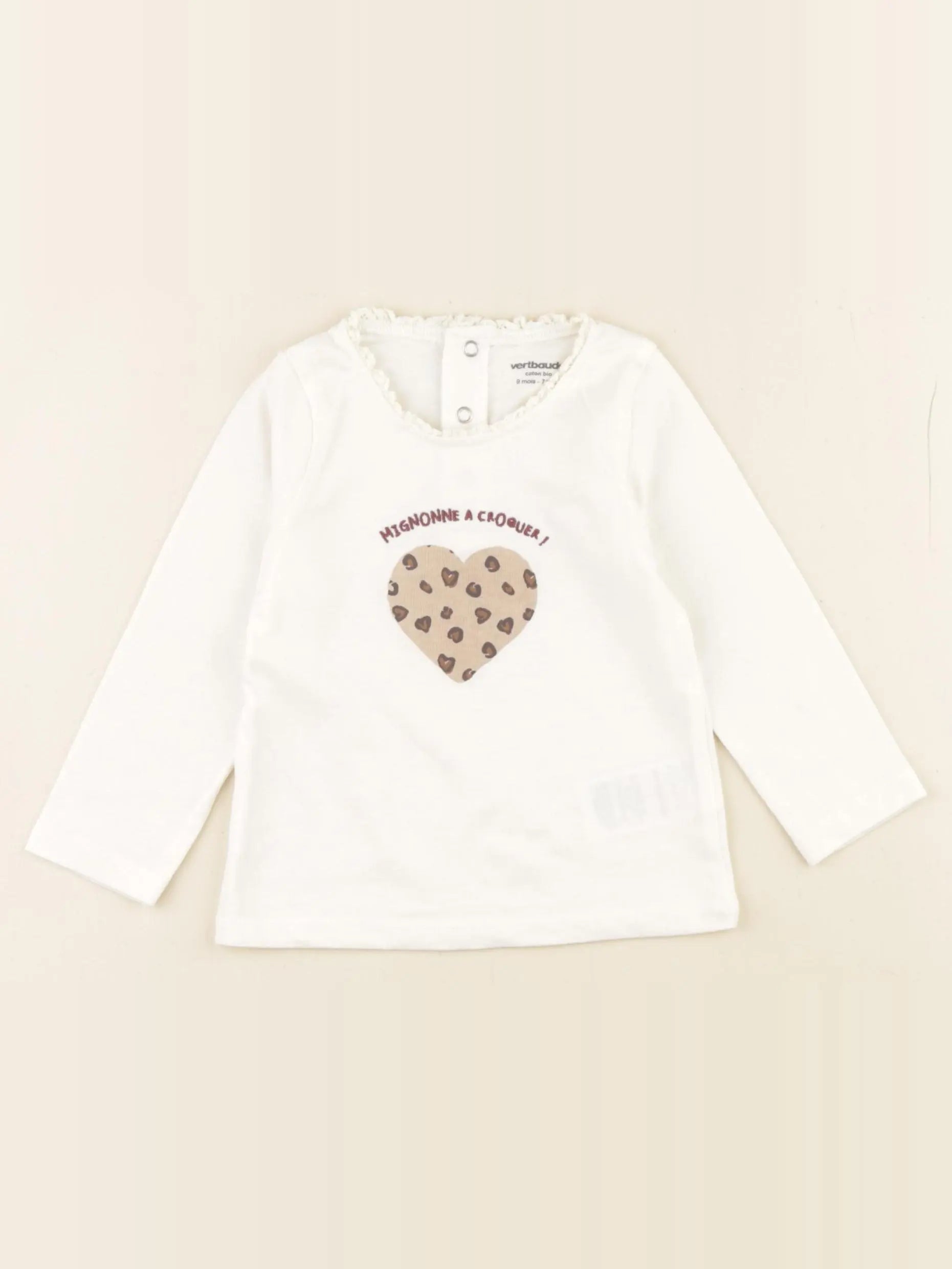 Vertbaudet - tee-shirt blanc - 9 mois