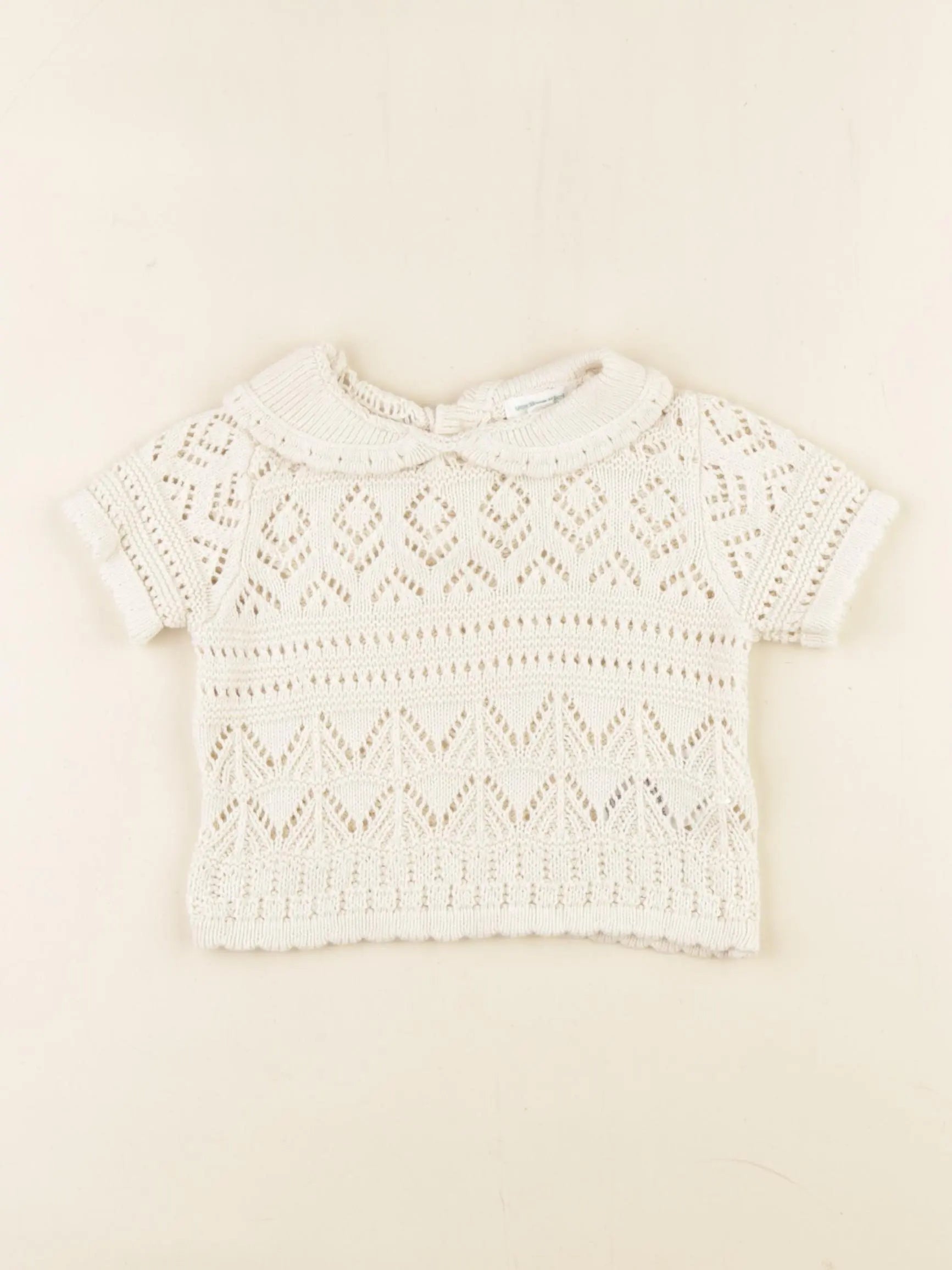 Vertbaudet - pull beige - 6 mois