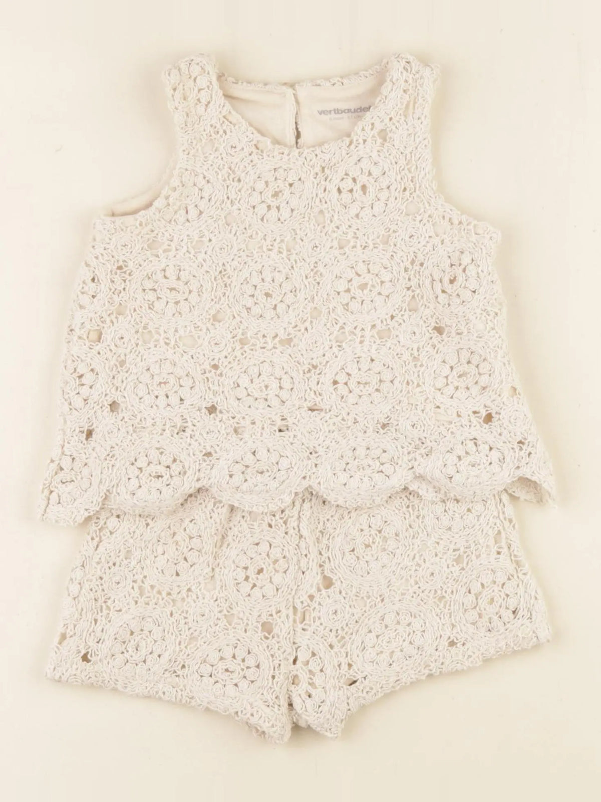 Vertbaudet - ensemble beige - 6 mois