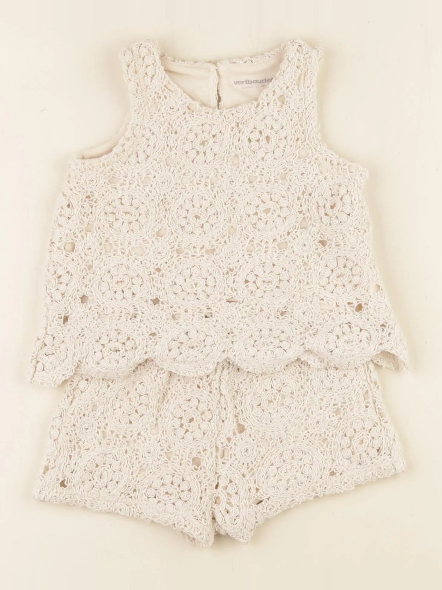 Vertbaudet - ensemble beige - 6 mois