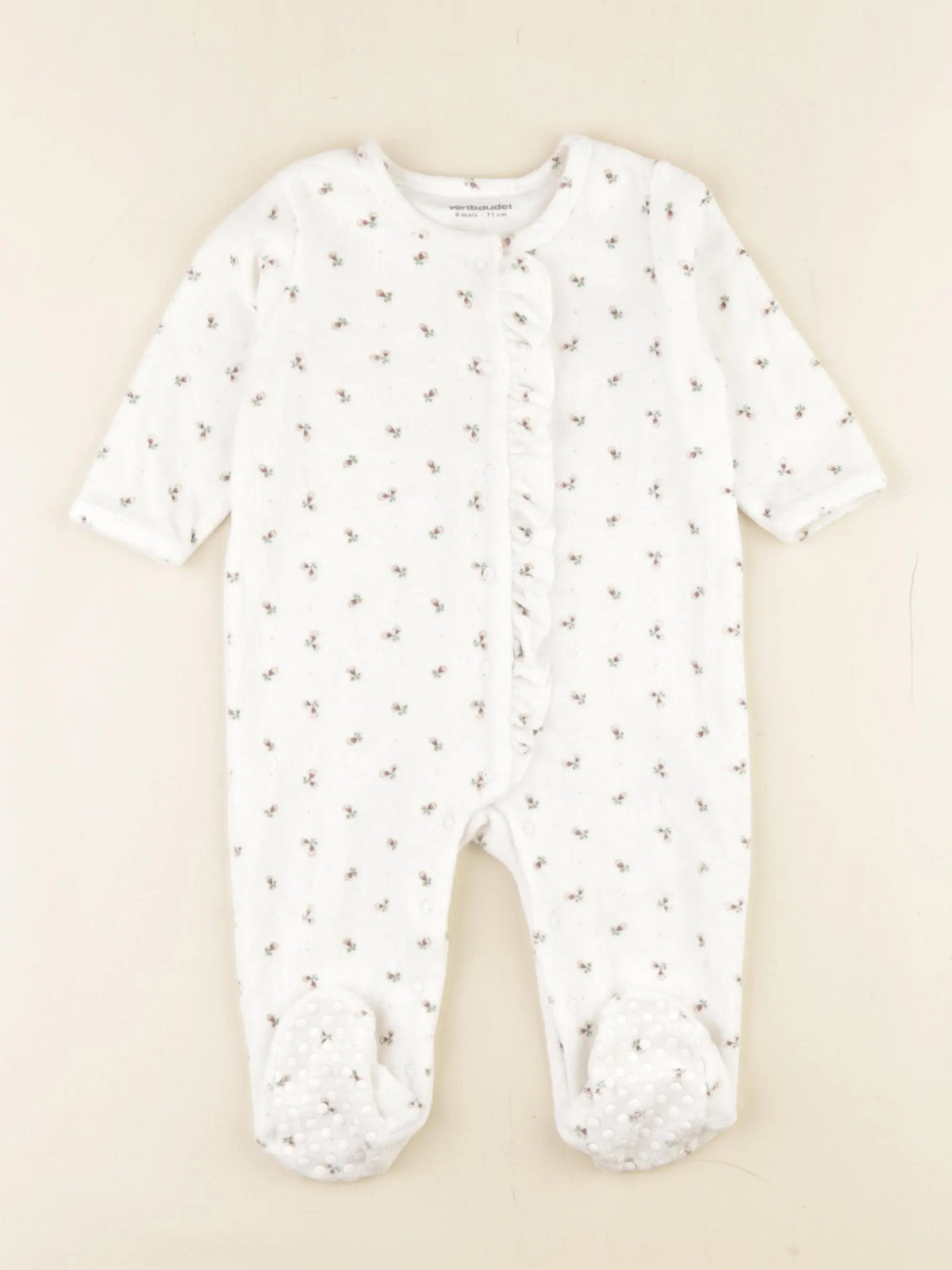 Vertbaudet - pyjama velours blanc - 9 mois
