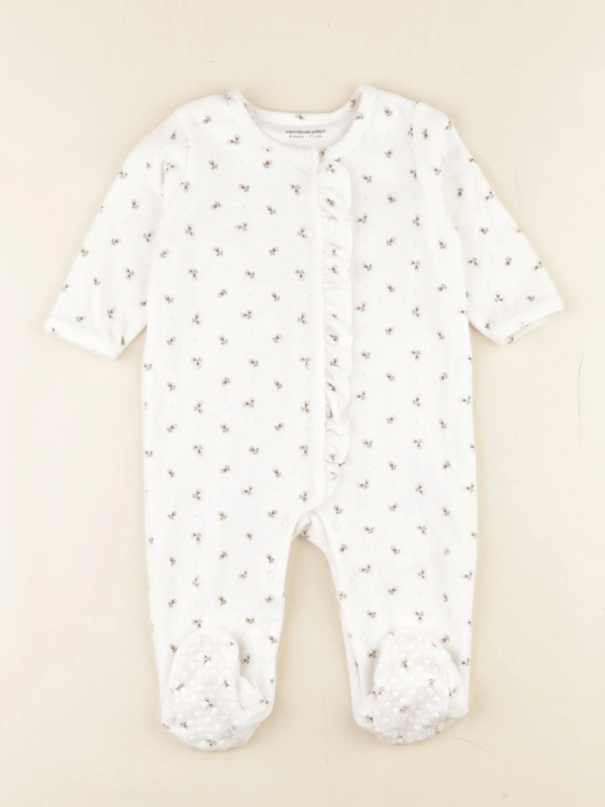 Vertbaudet - pyjama velours blanc - 9 mois