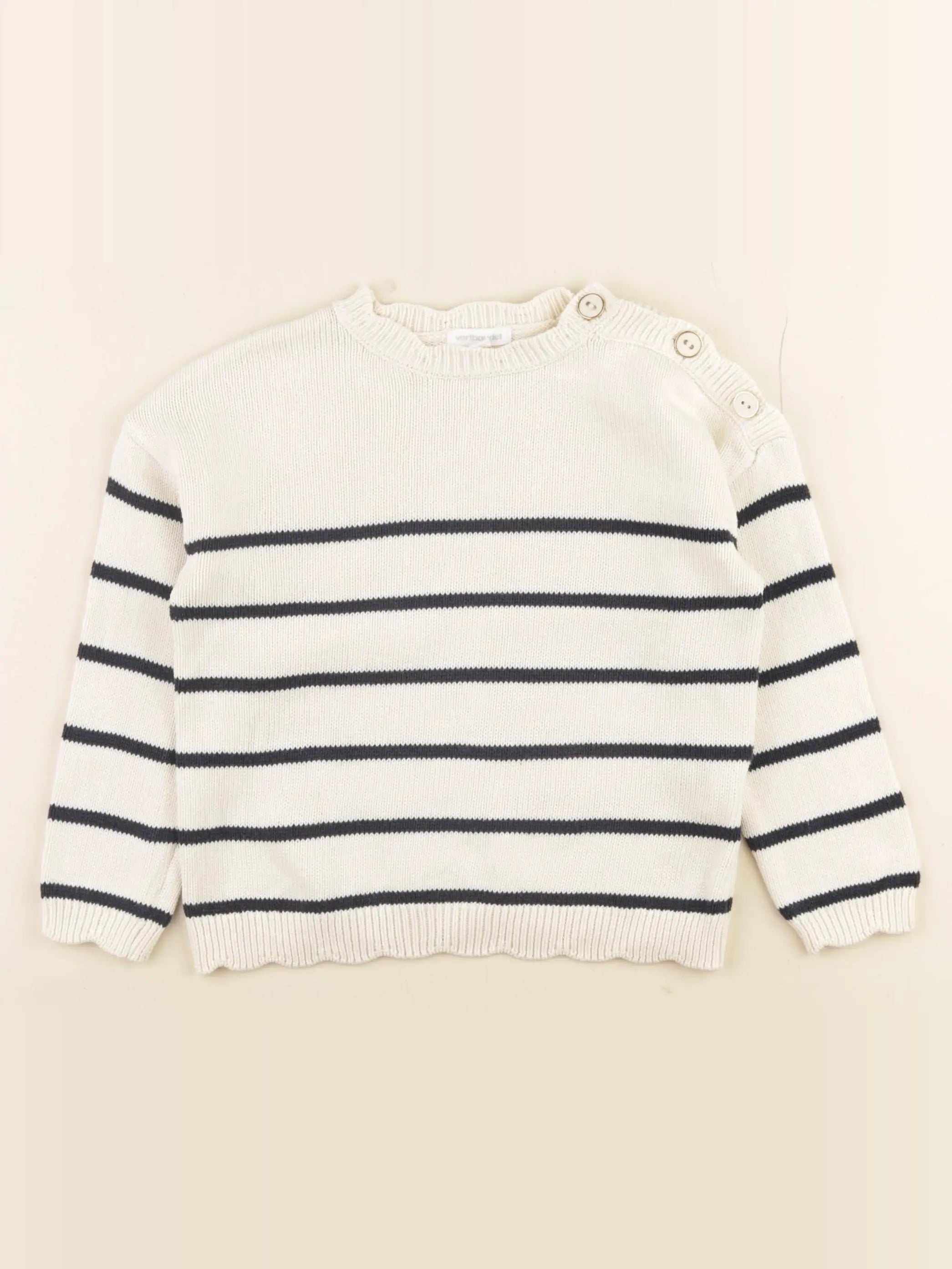 Vertbaudet - pull beige, bleu - 4 ans