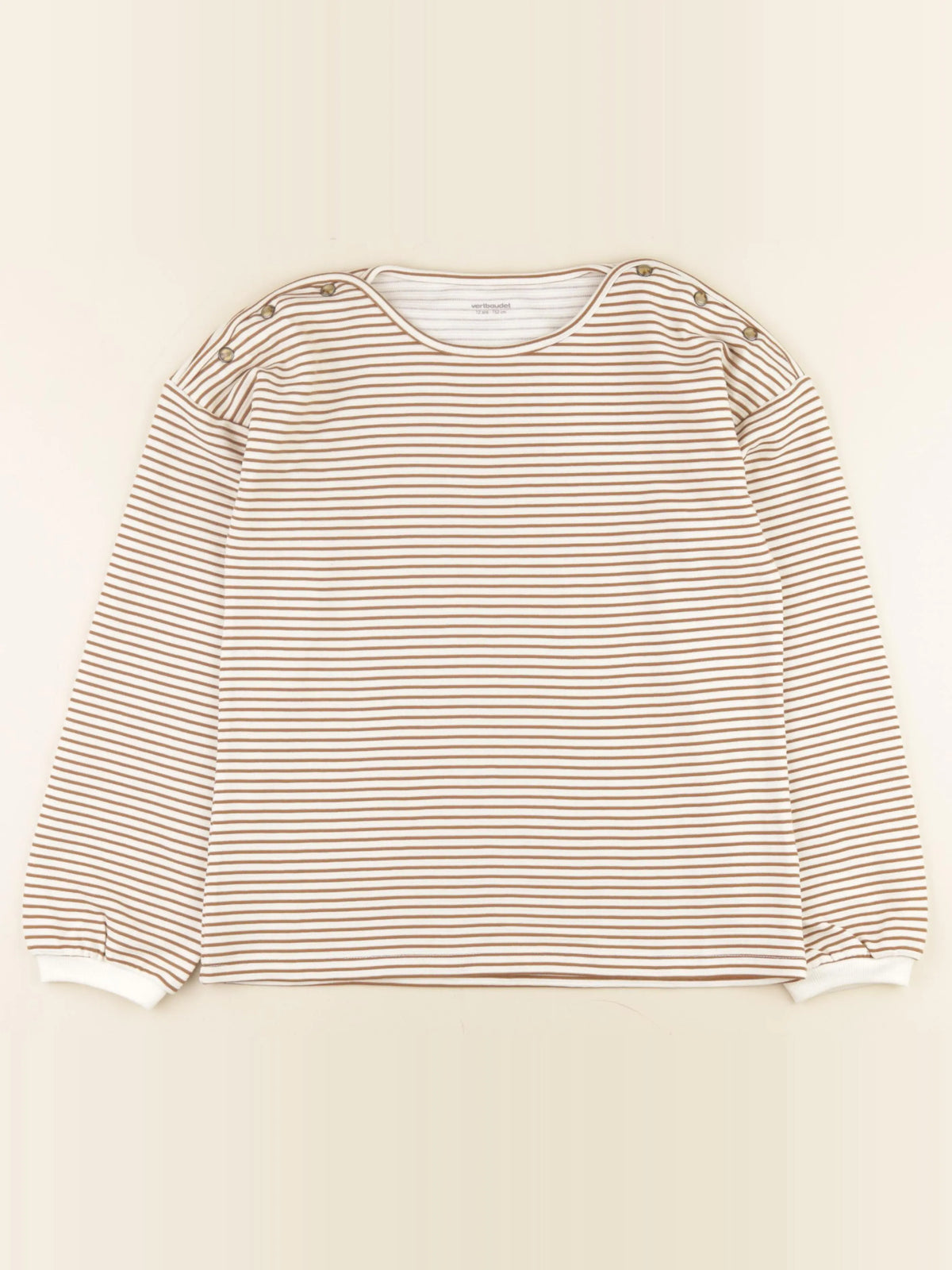 Vertbaudet - sweat beige, marron - 12 ans