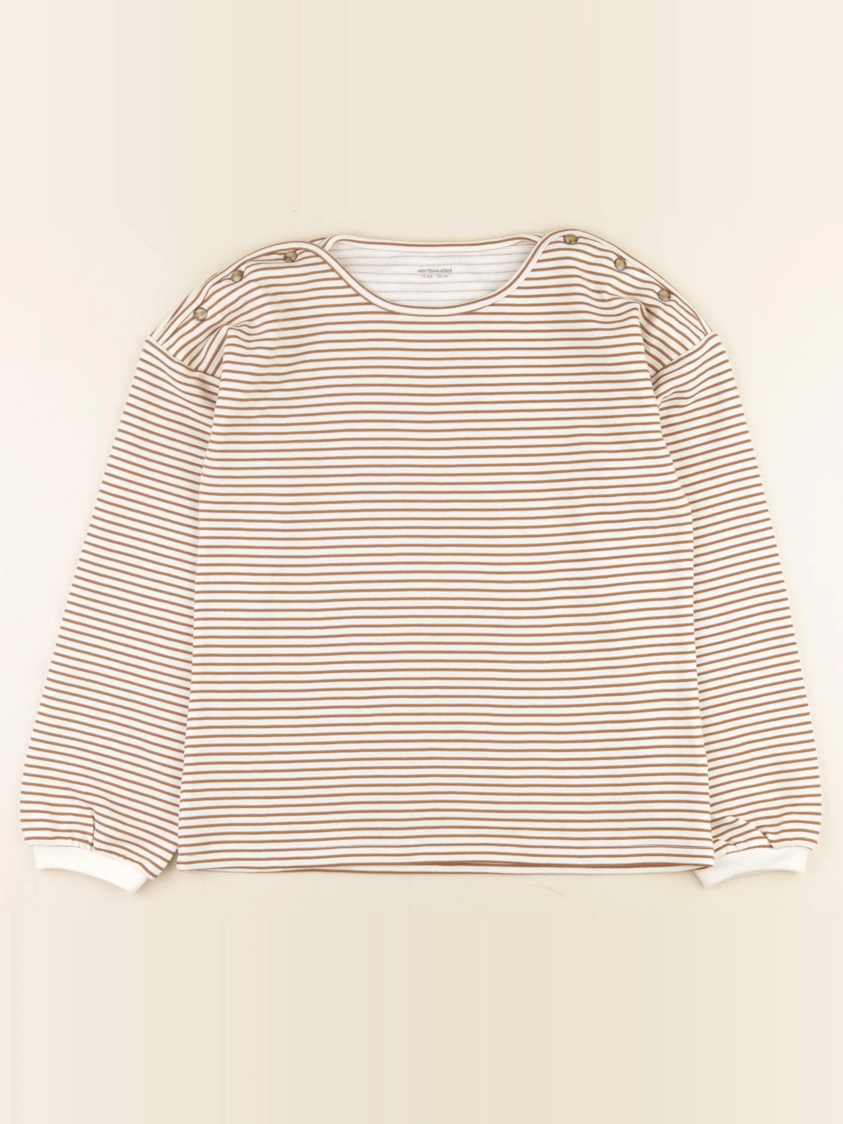 Vertbaudet - sweat beige, marron - 12 ans