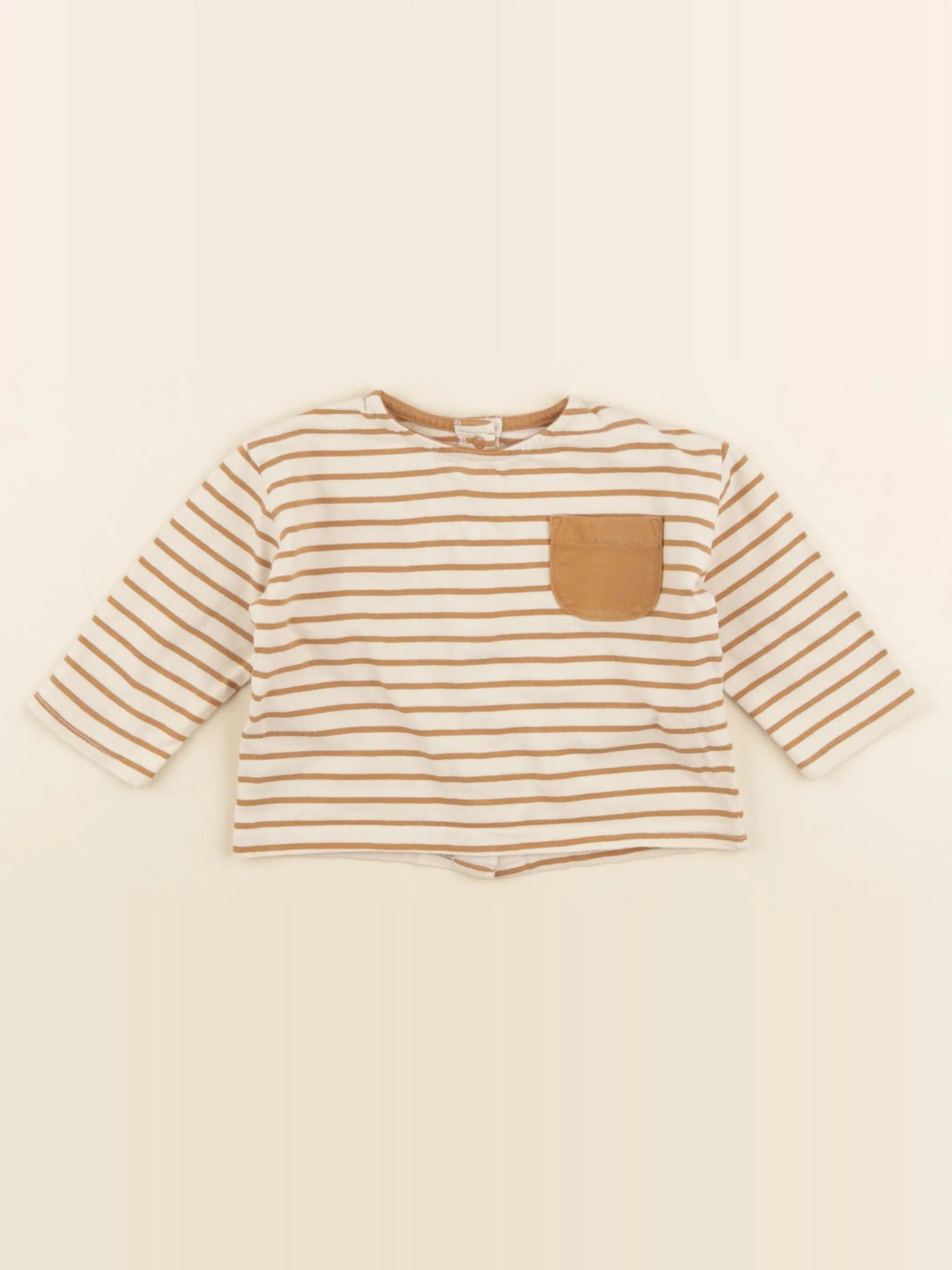 Vertbaudet - tee-shirt beige, marron - 9 mois