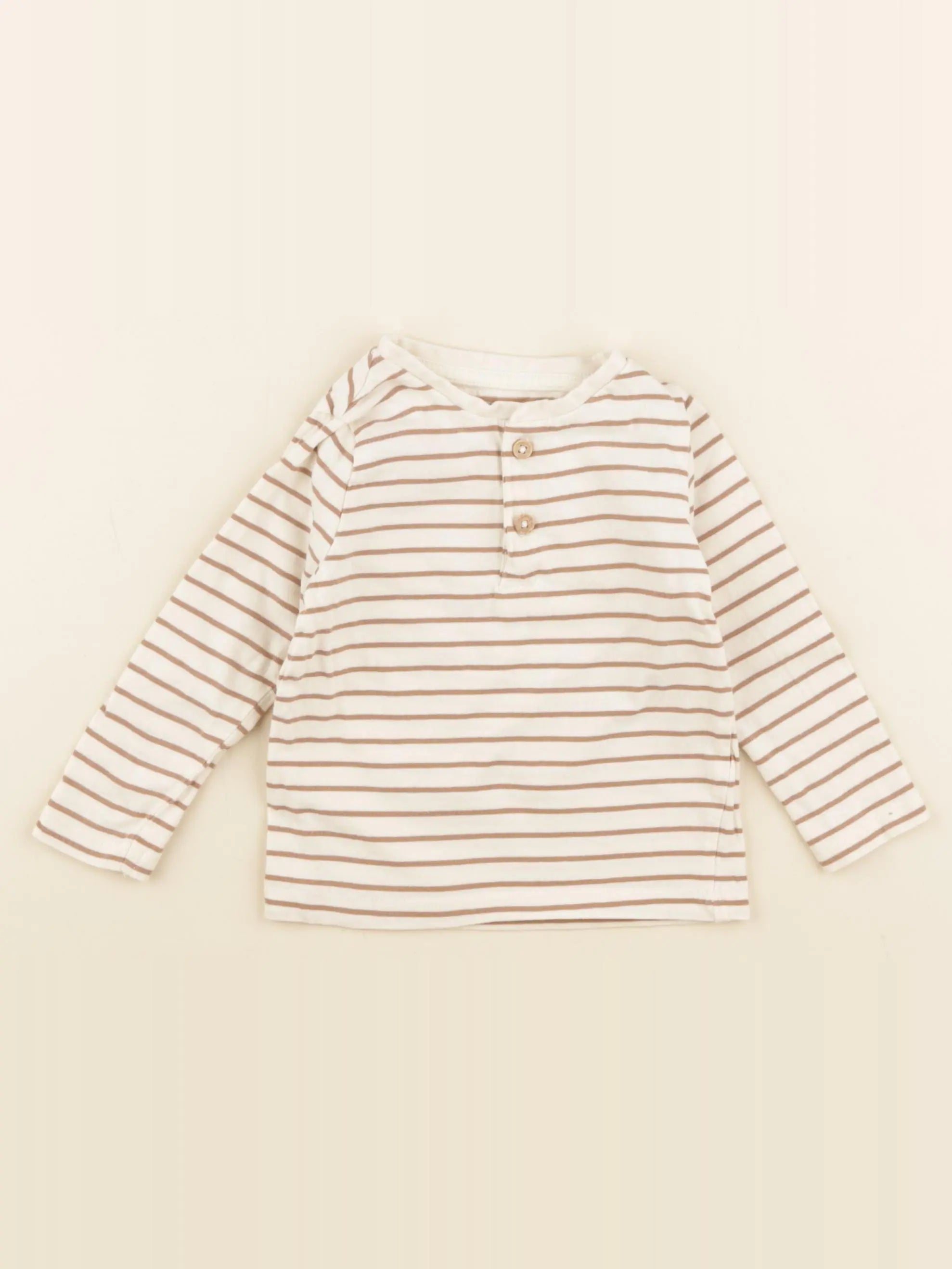 Vertbaudet - tee-shirt beige, marron - 12 mois