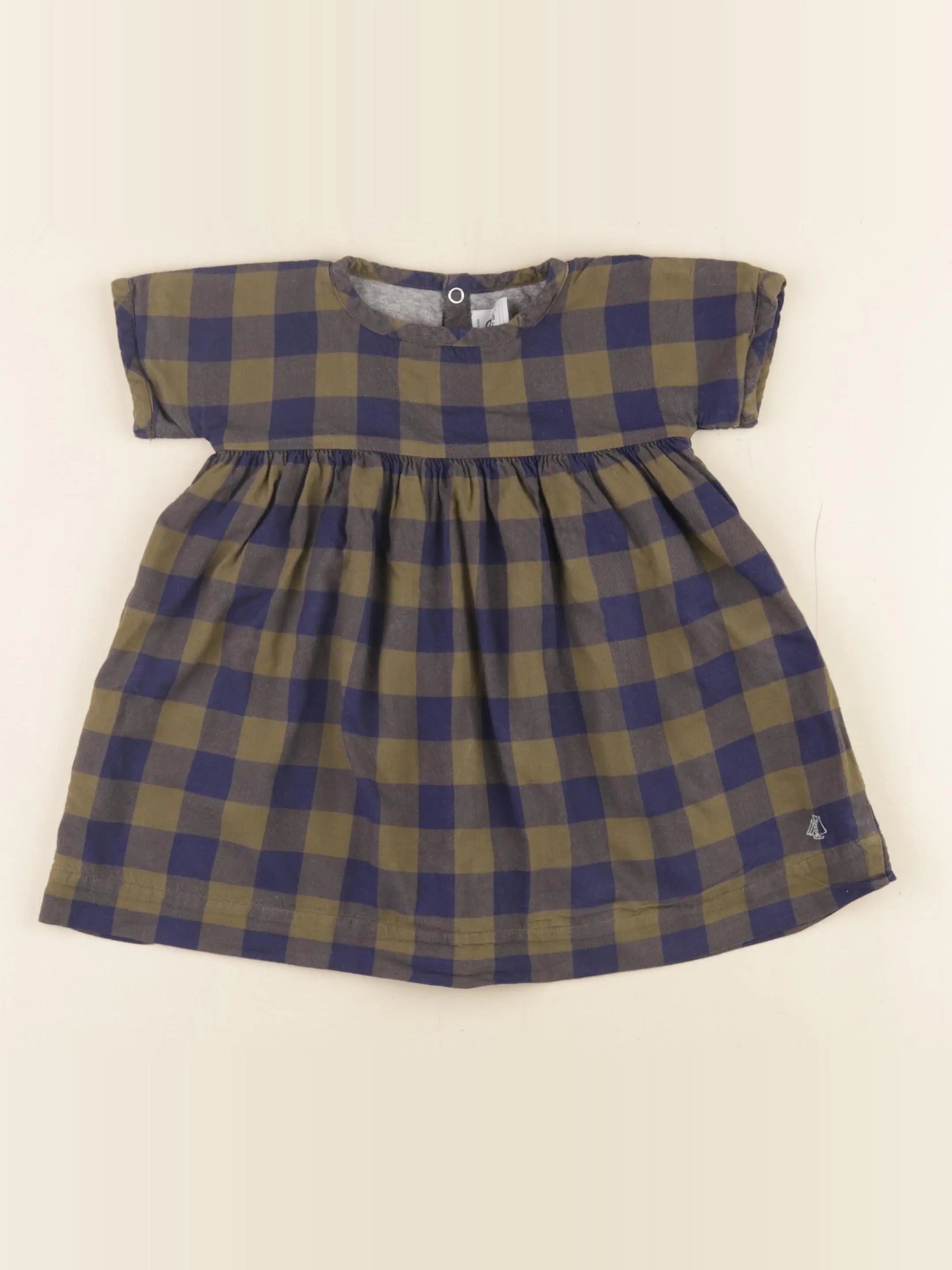 Petit Bateau - robe bleu, vert - 12 mois