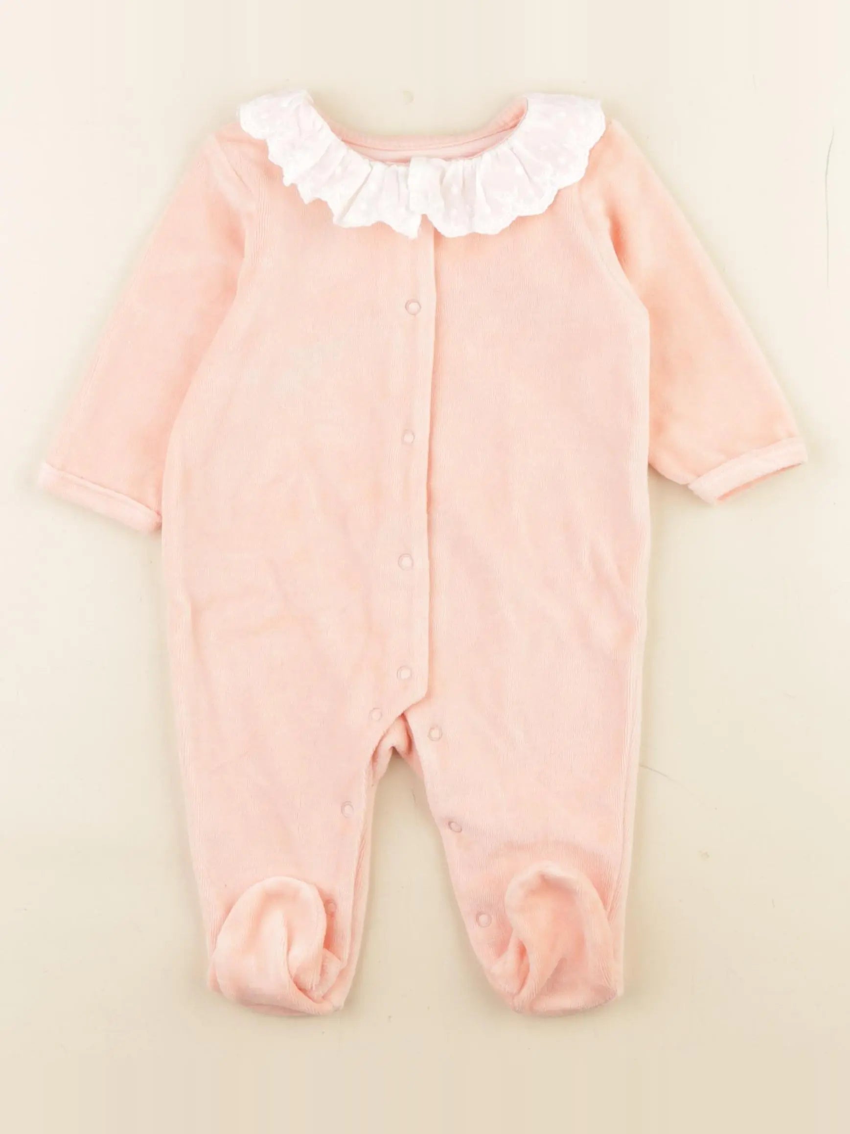 Vertbaudet - pyjama velours rose - 3 mois