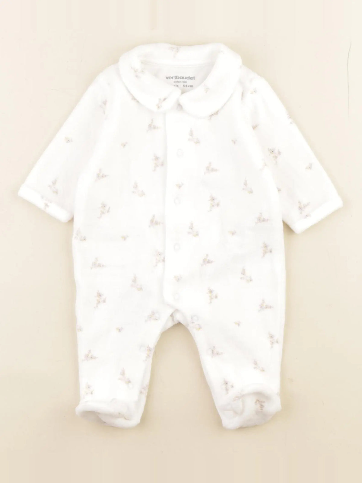 Vertbaudet - pyjama velours blanc - 1 mois