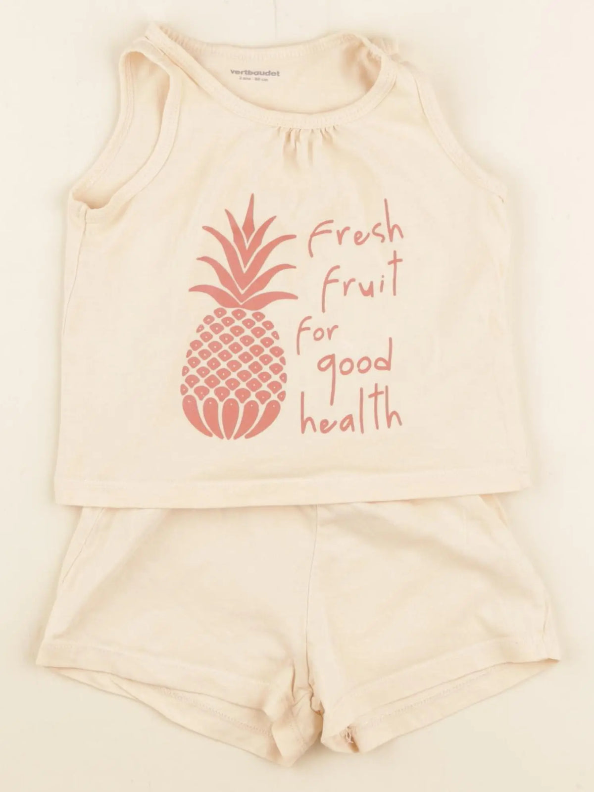 Vertbaudet - pyjama coton beige - 2 ans