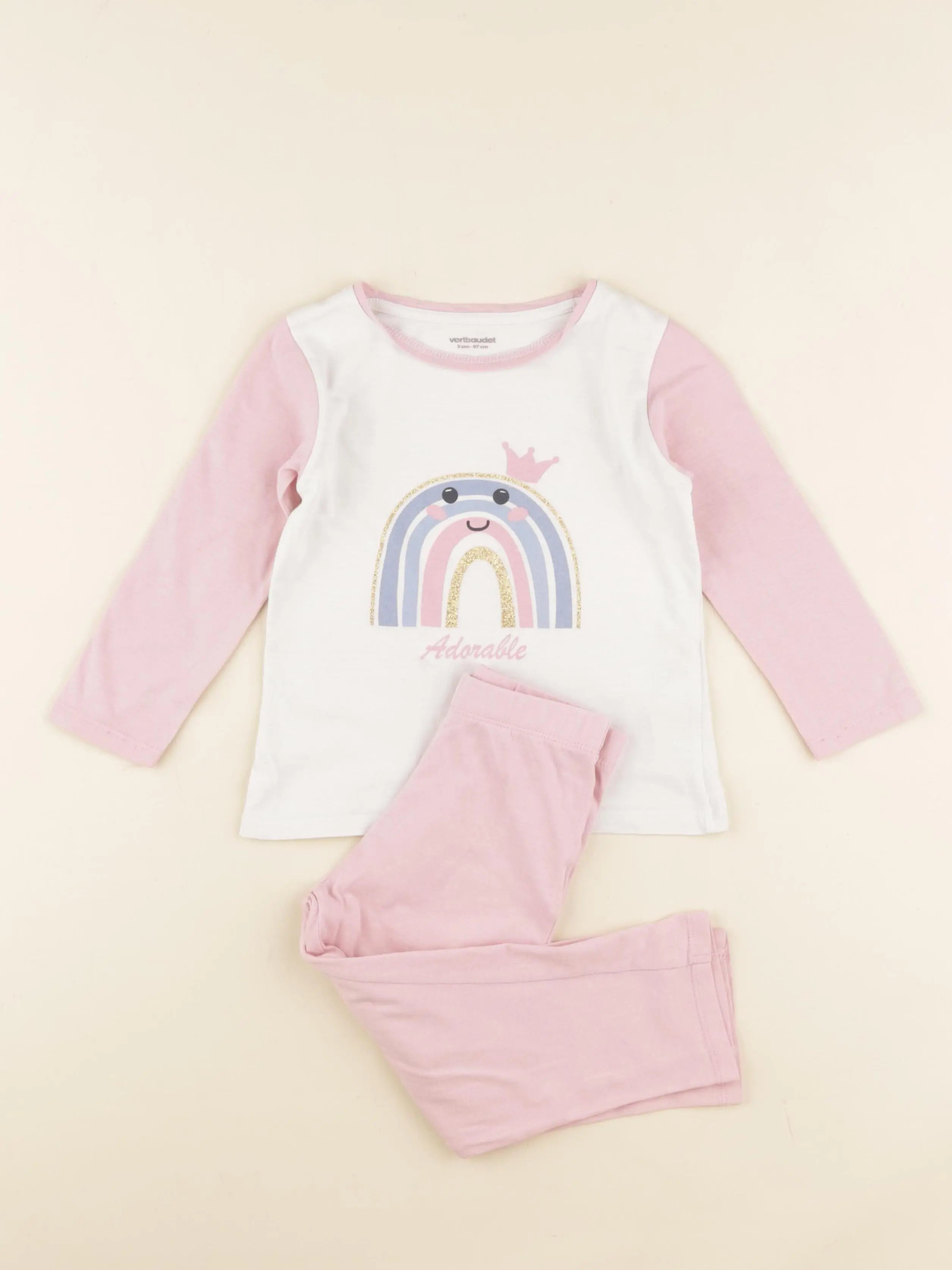 Vertbaudet - pyjama coton rose - 3 ans