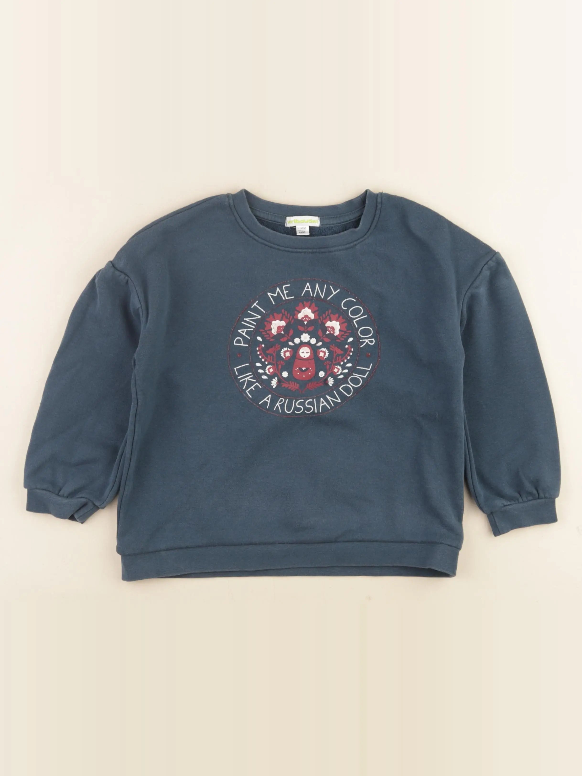 Vertbaudet - sweat bleu - 6 ans