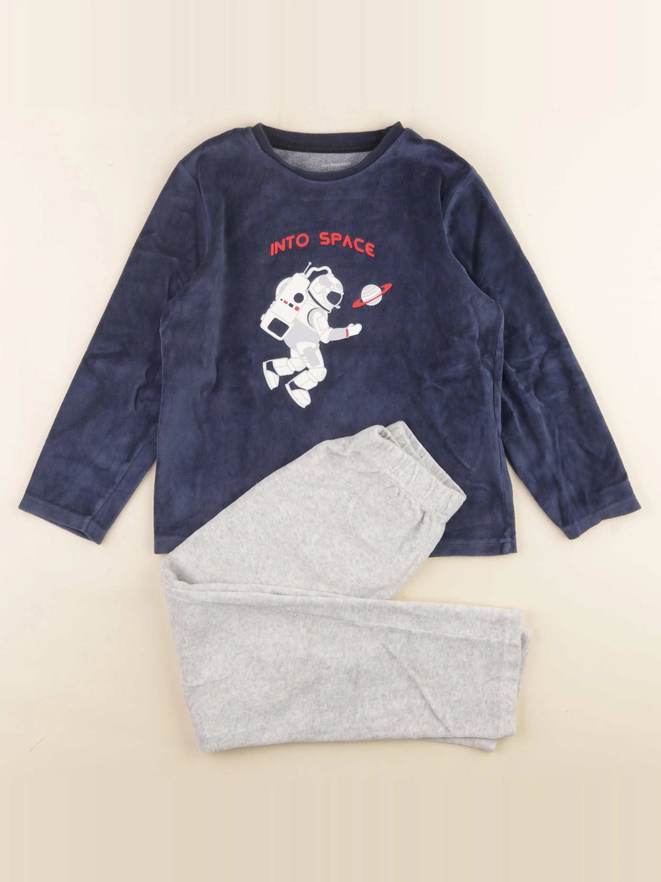 Vertbaudet - pyjama velours bleu - 8 ans