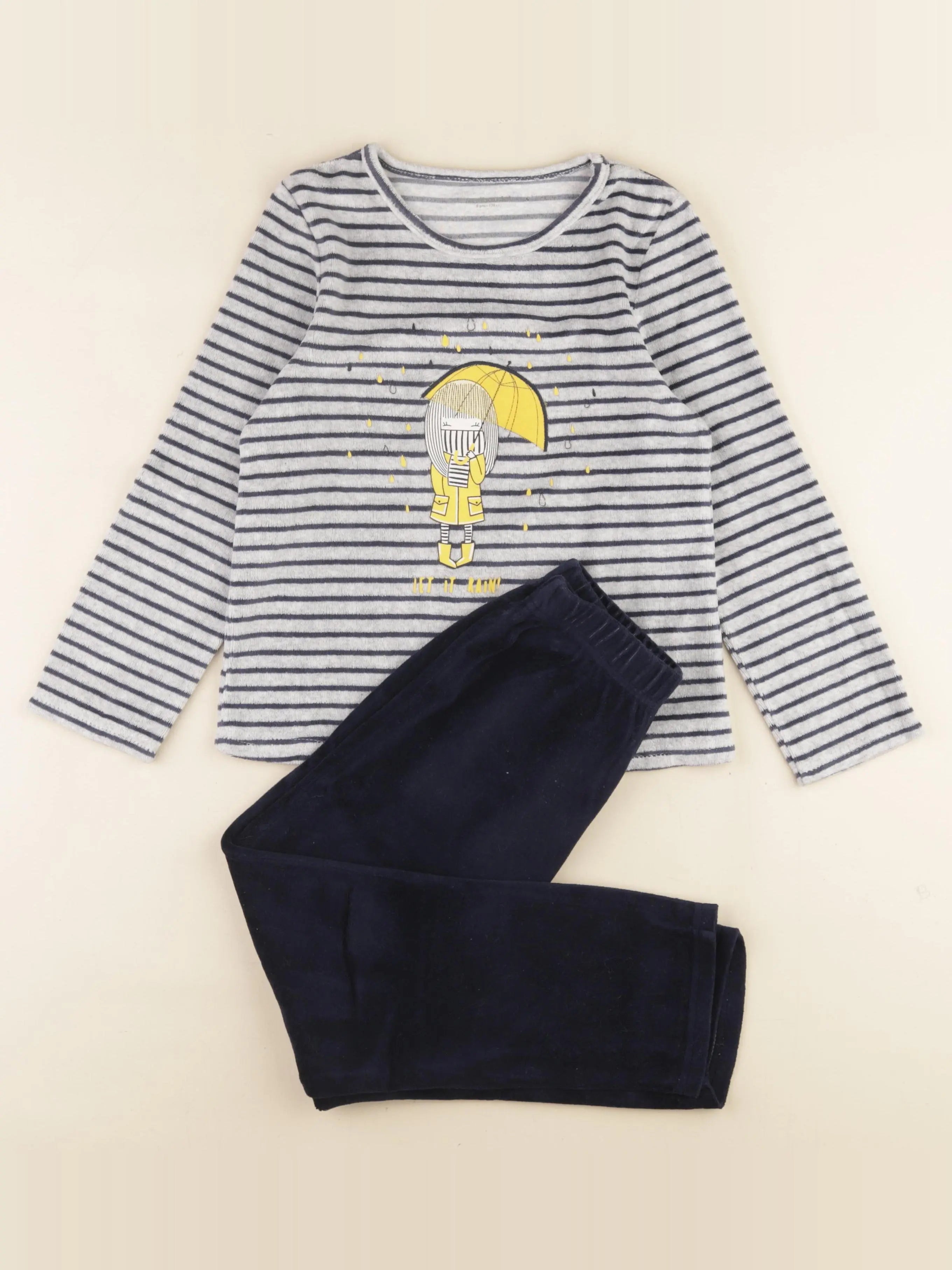 Vertbaudet - pyjama velours bleu - 8 ans