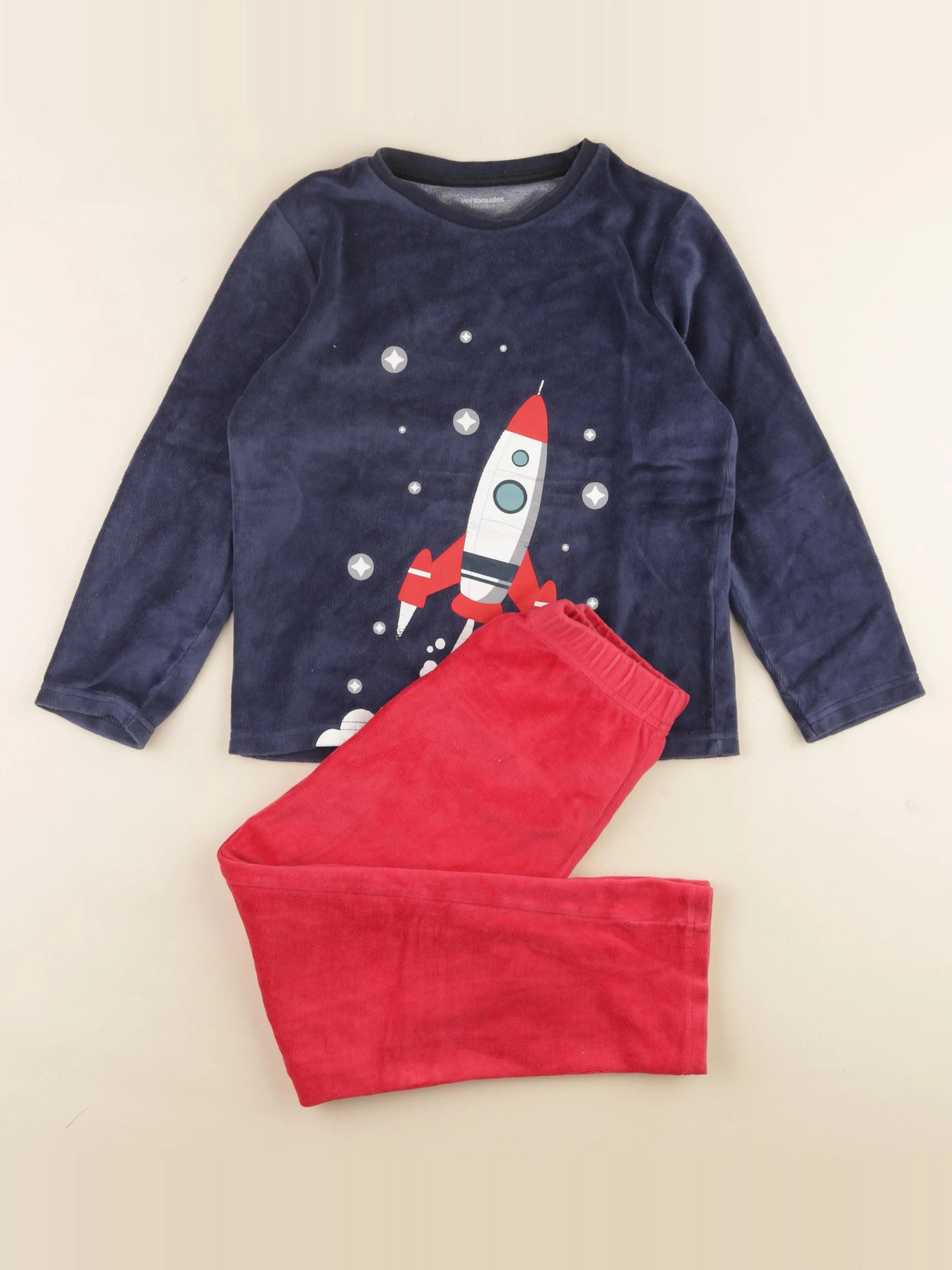 Vertbaudet - pyjama velours rouge - 8 ans