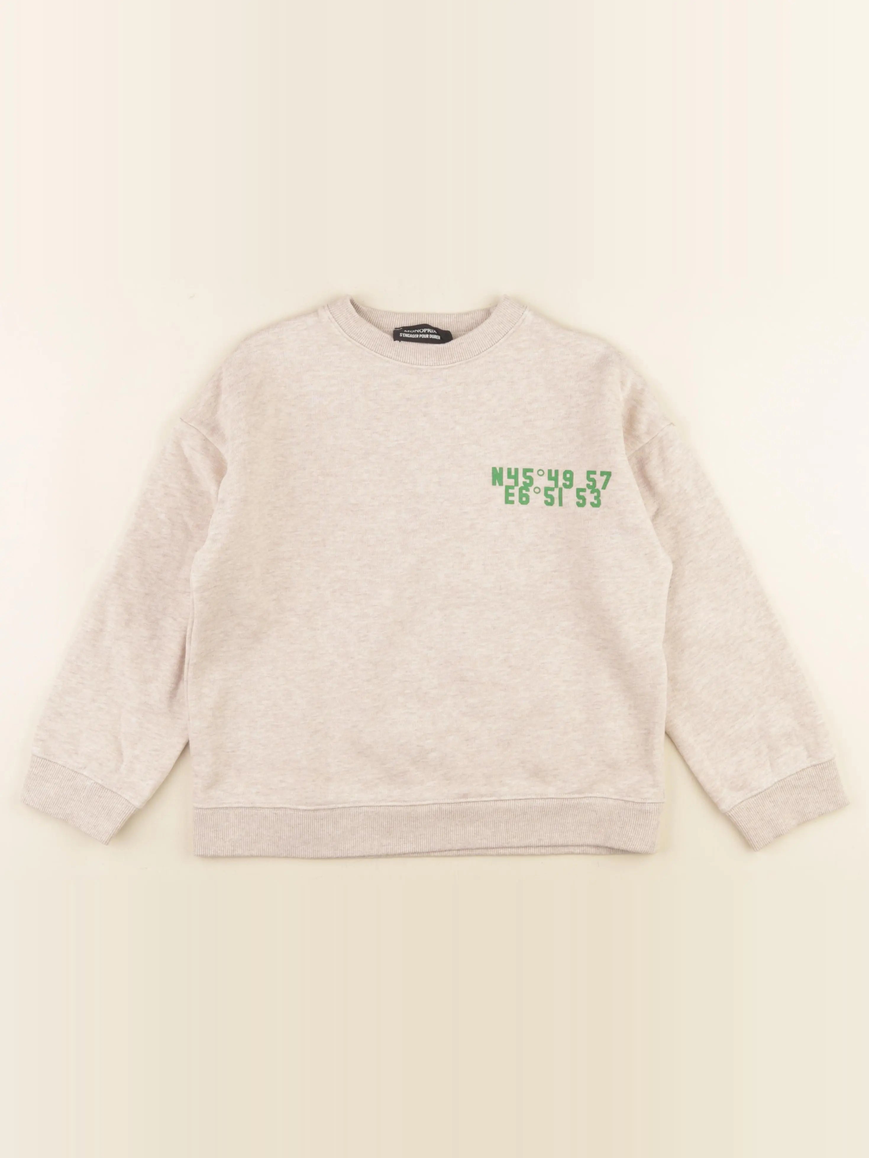 Monoprix - sweat beige - 8 ans
