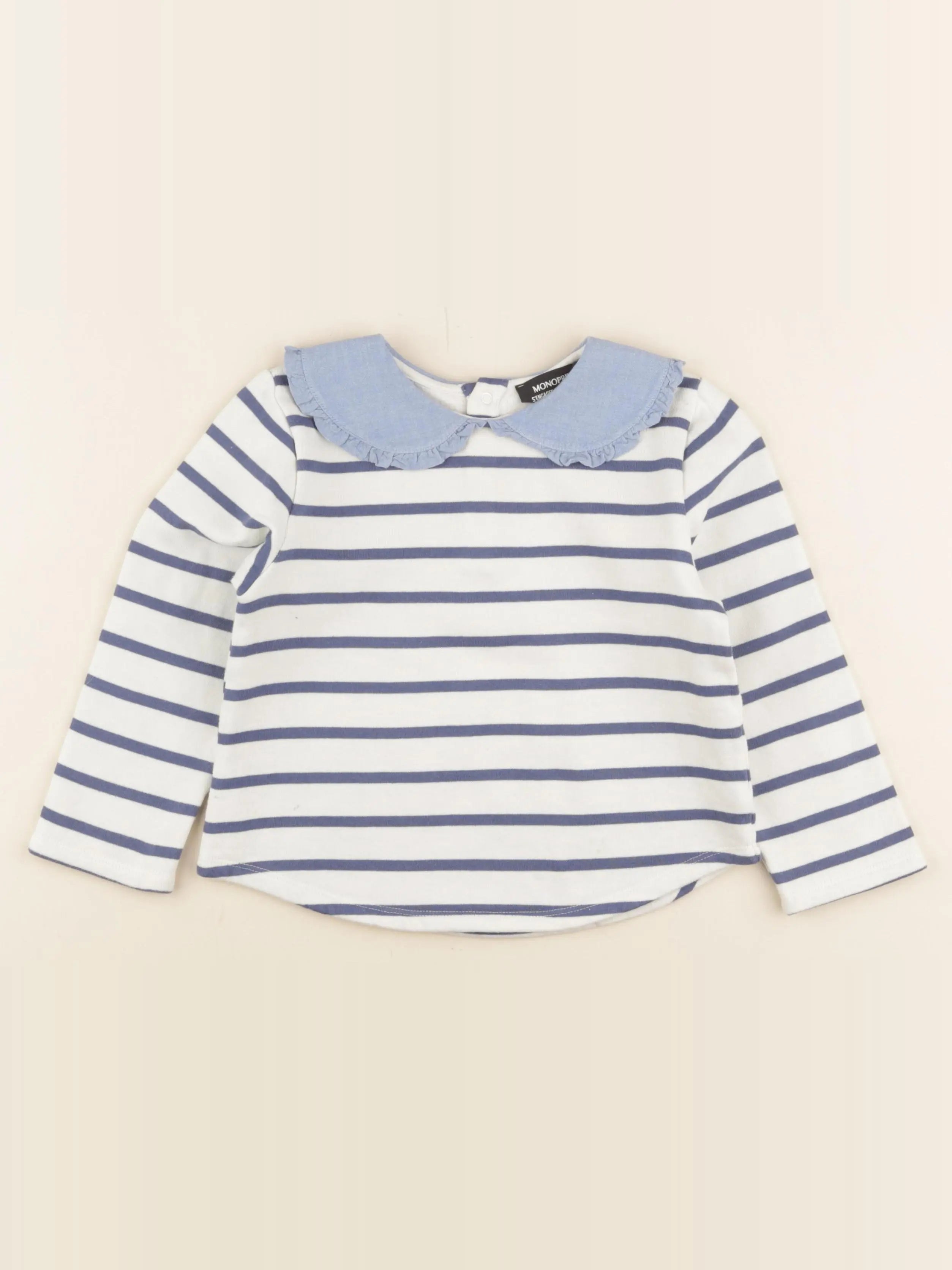 Monoprix - sweat blanc, bleu - 5 ans