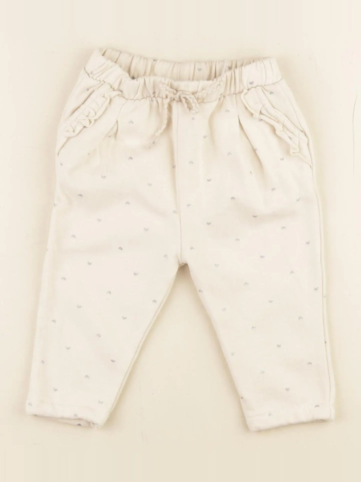 Vertbaudet - pantalon blanc, argent - 12 mois