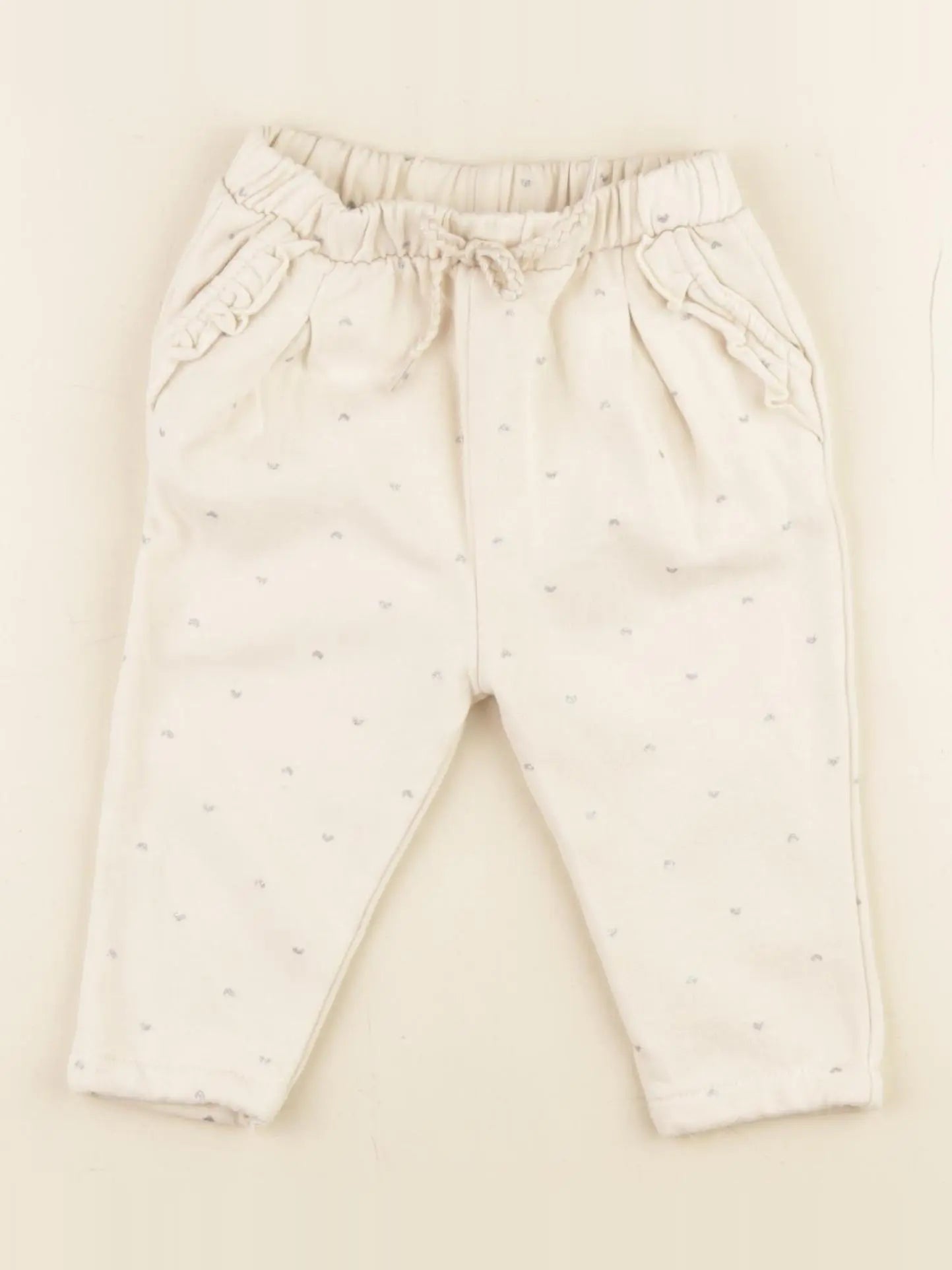 Vertbaudet - pantalon blanc, argent - 12 mois