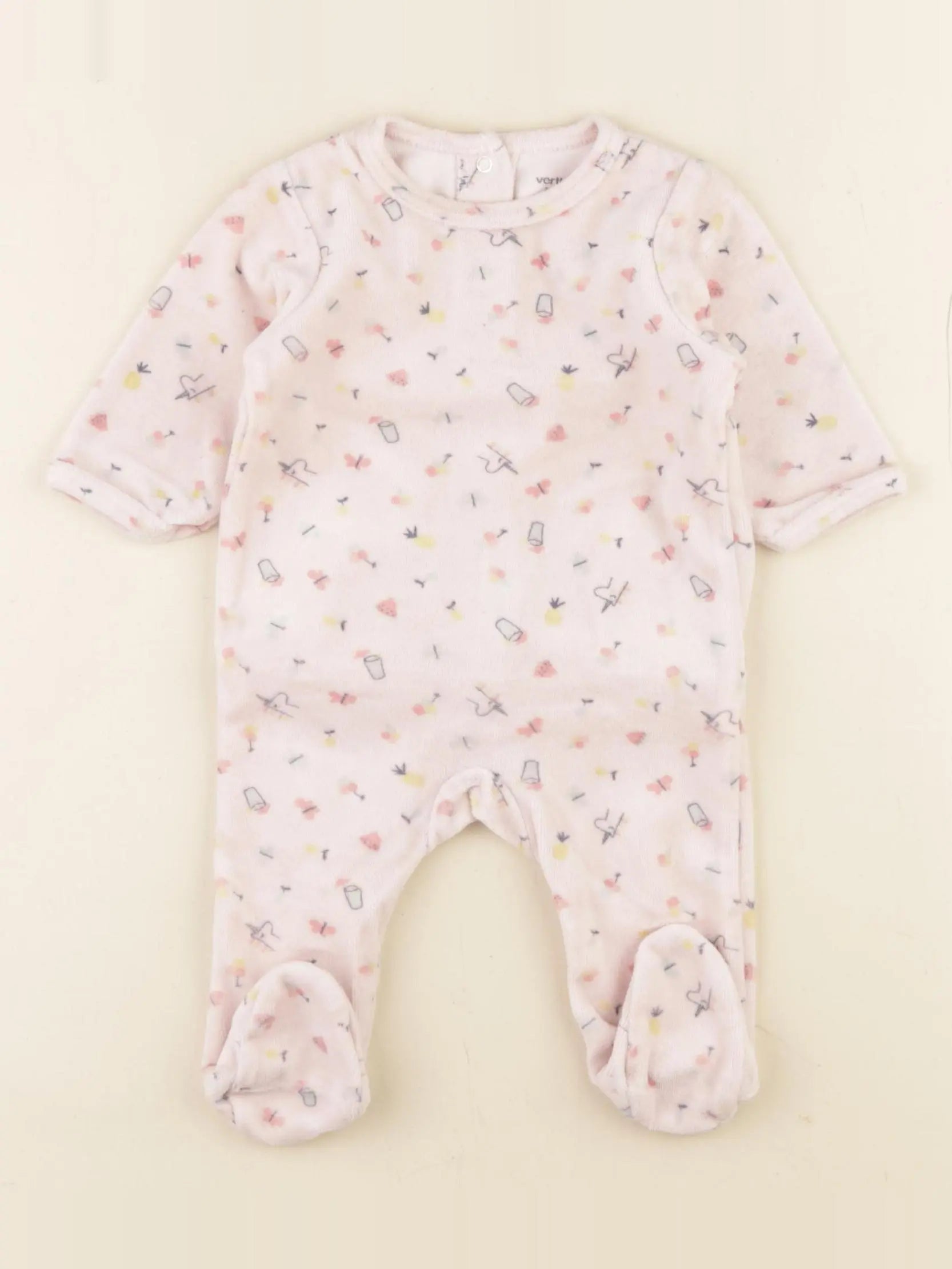 Vertbaudet - pyjama velours rose - 3 mois