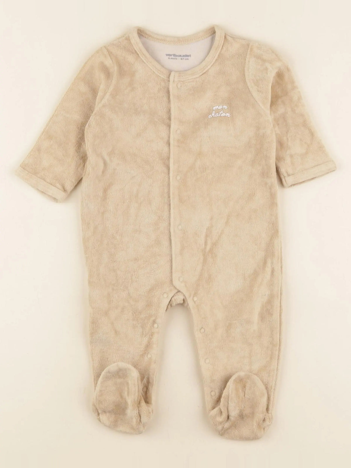Vertbaudet - pyjama velours jaune - 6 mois