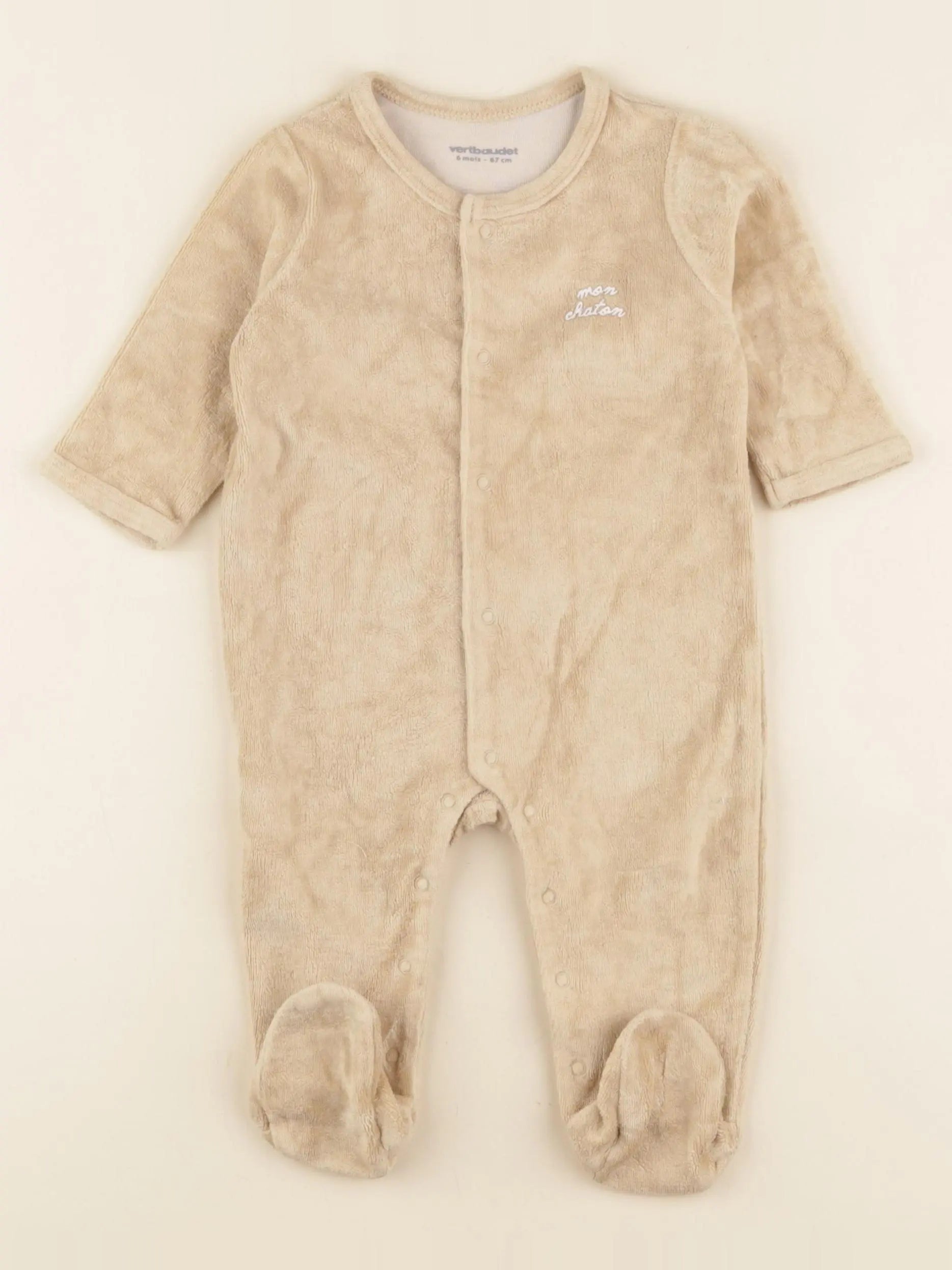 Vertbaudet - pyjama velours jaune - 6 mois