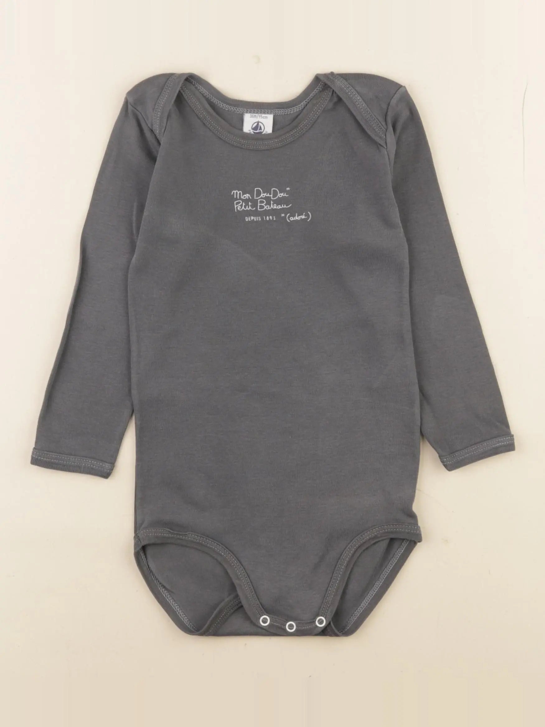 Petit Bateau - body gris - 36 mois