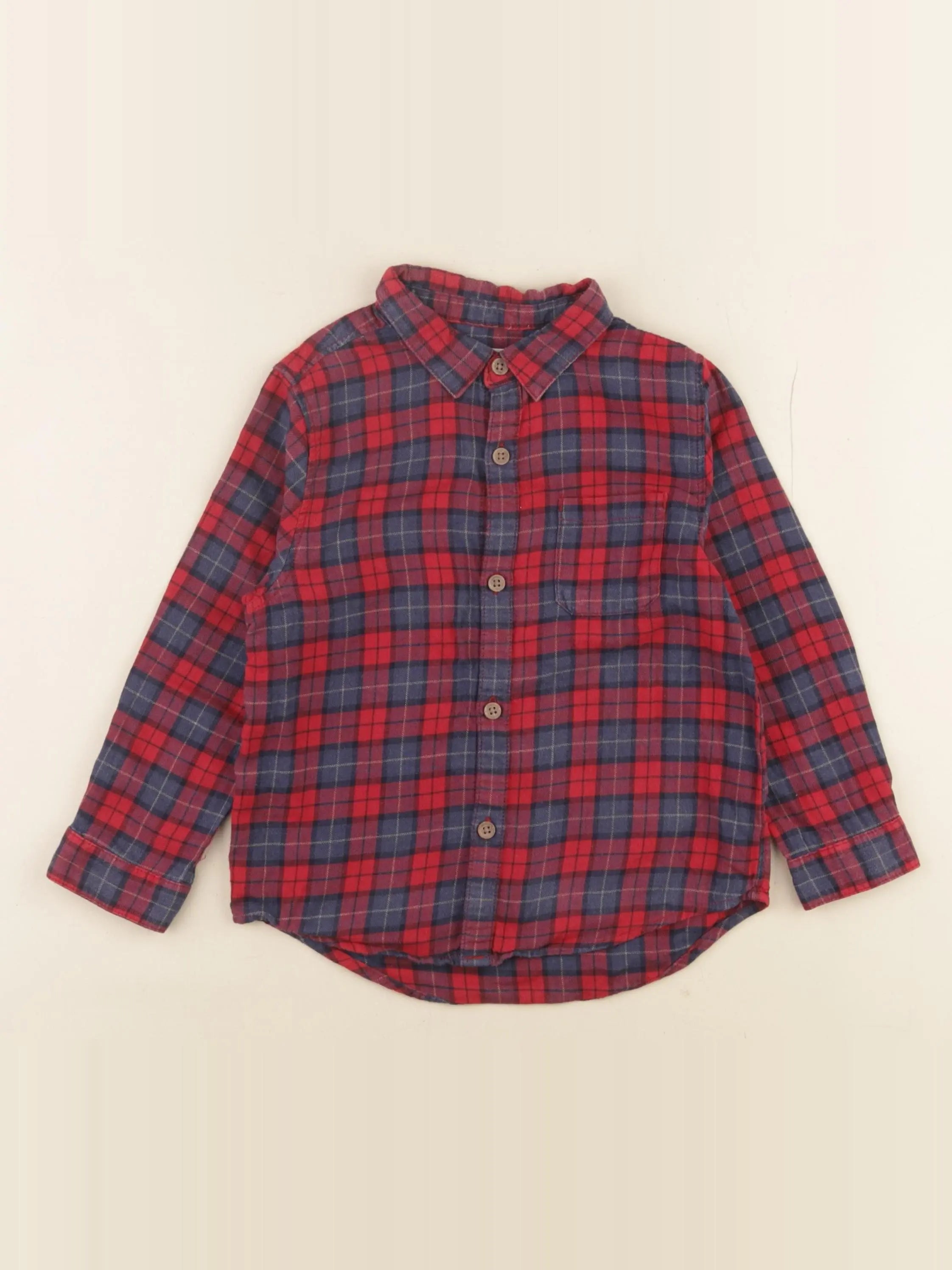 Zara - chemise bleu, rouge - 2/3 ans