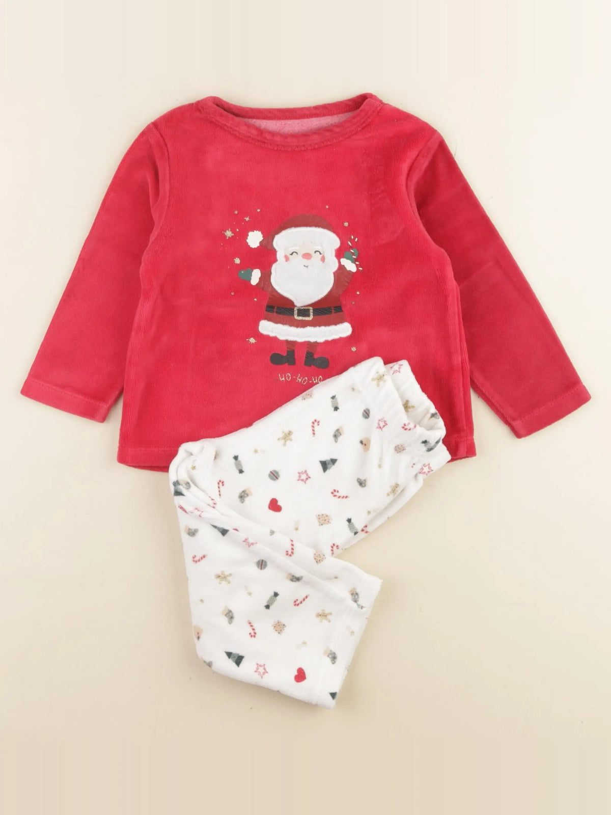 Vertbaudet - pyjama velours blanc - 2 ans