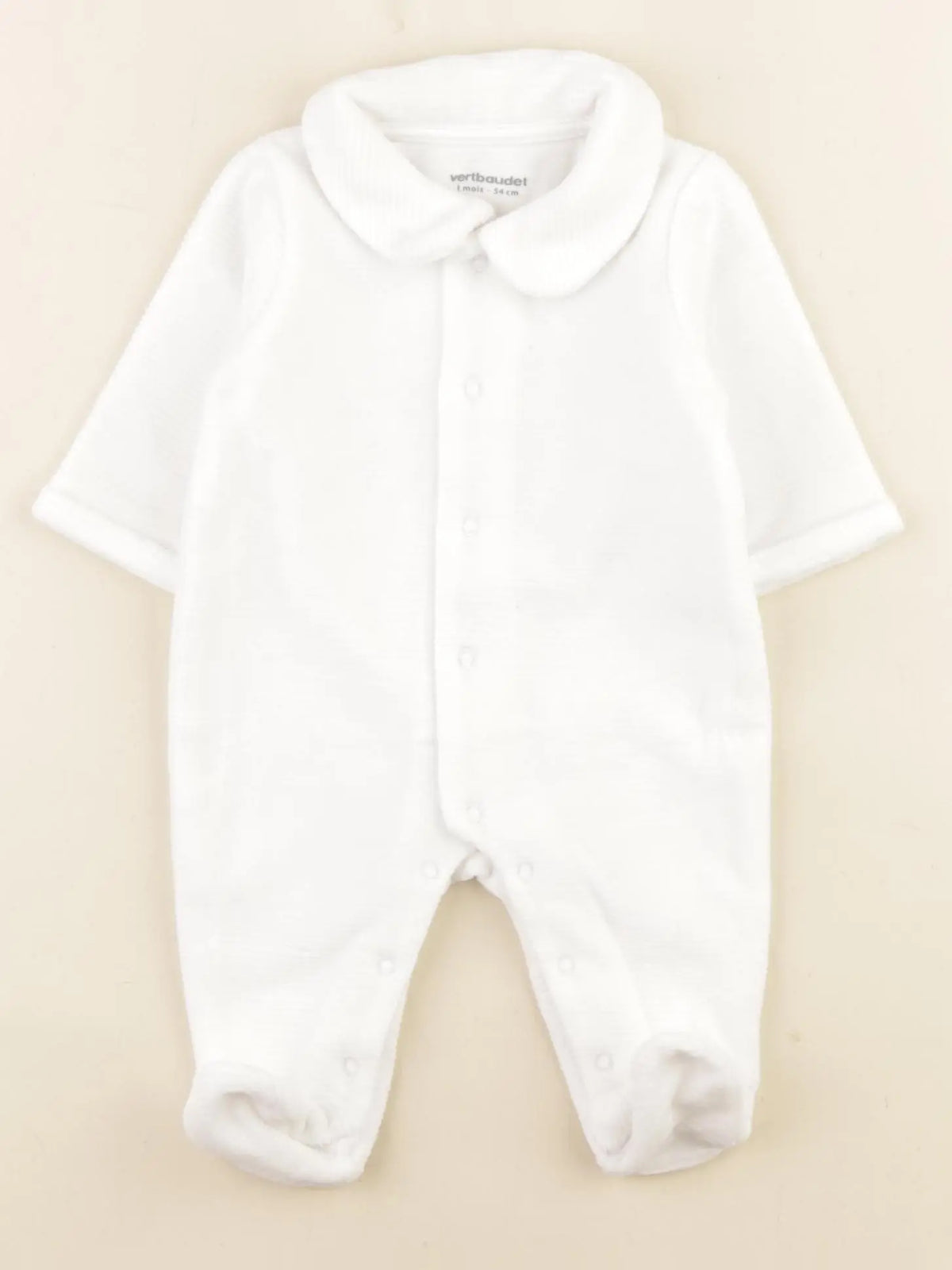 Vertbaudet - pyjama velours blanc - 1 mois
