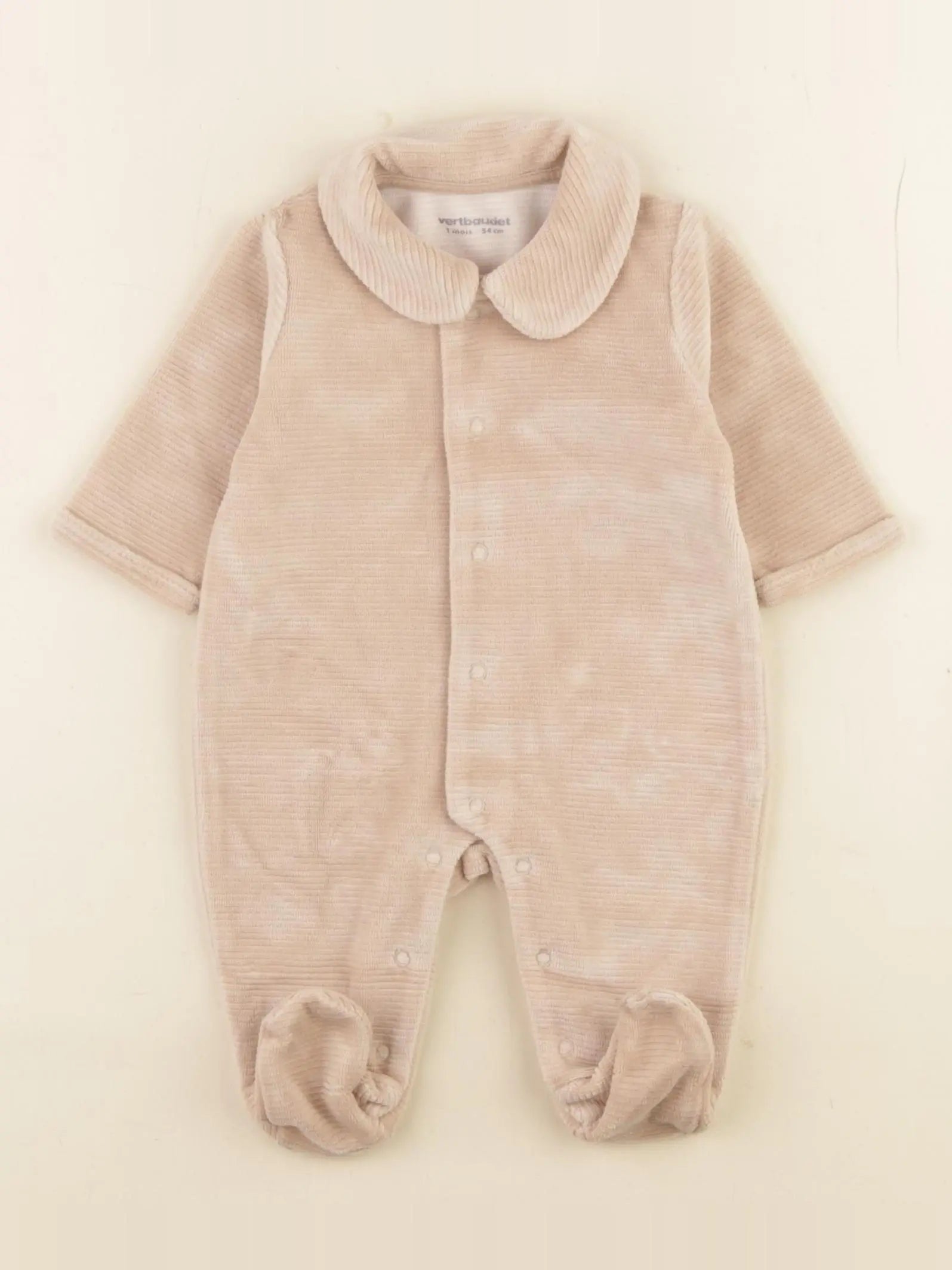 Vertbaudet - pyjama velours marron - 1 mois