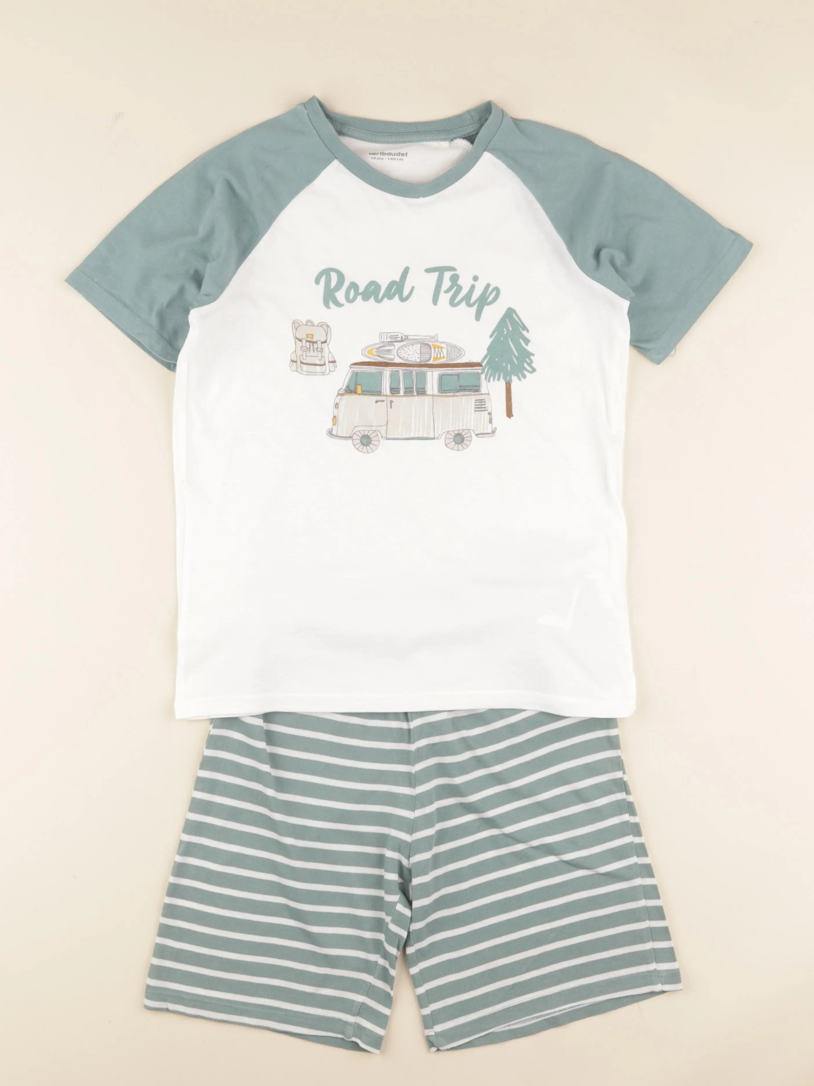 Vertbaudet - pyjama coton vert - 10 ans