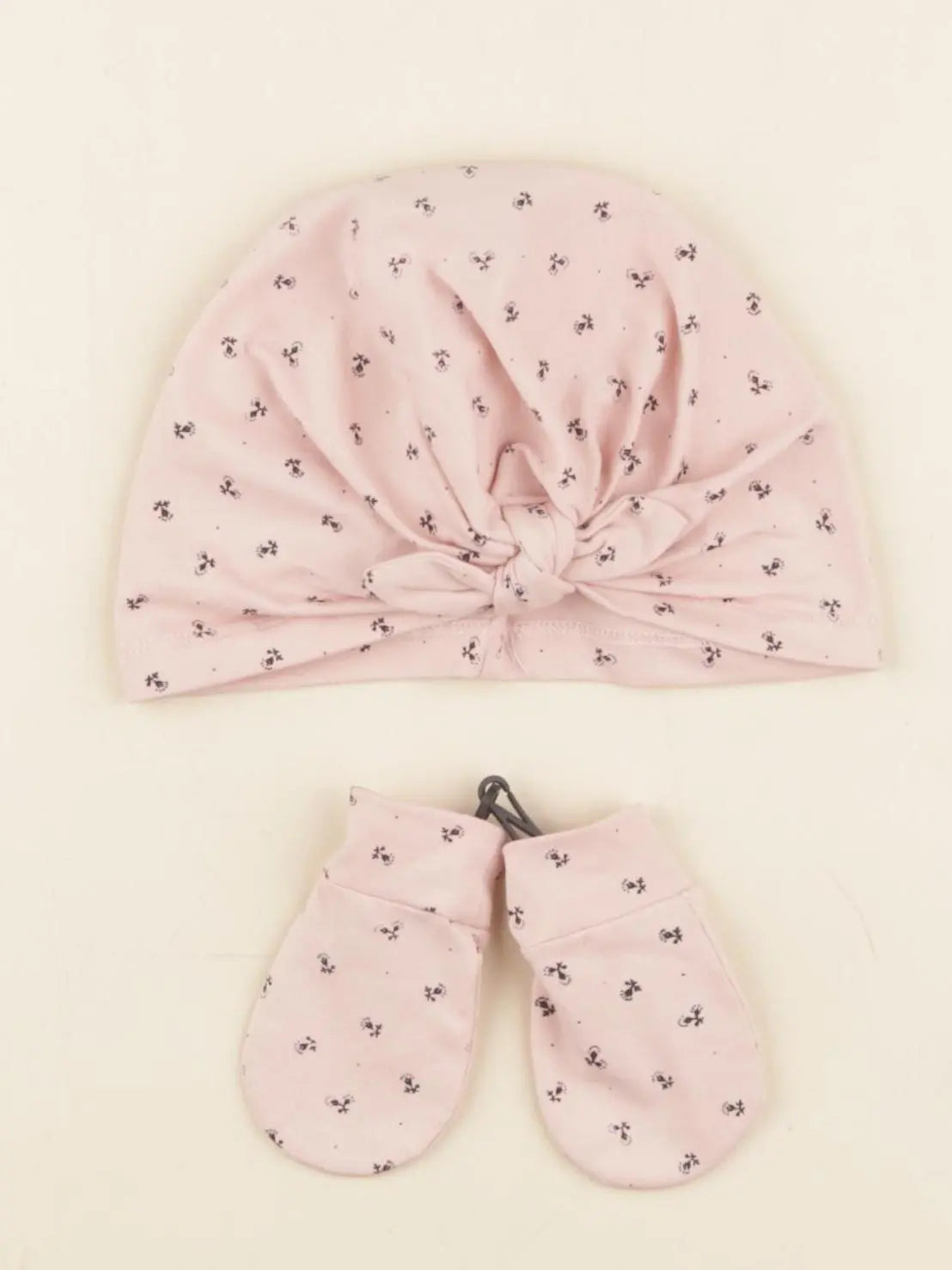 Vertbaudet - ensemble bonnet/moufles rose - 12/18 mois