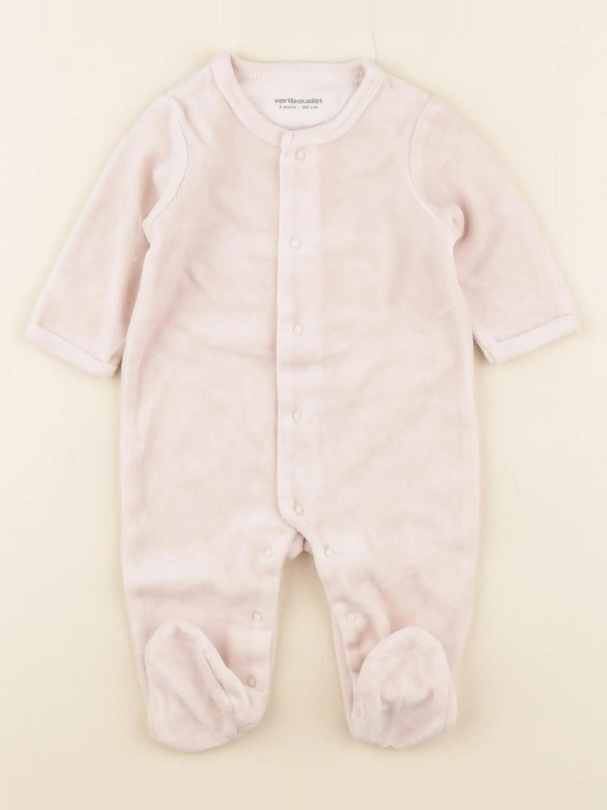 Vertbaudet - pyjama velours rose - 3 mois
