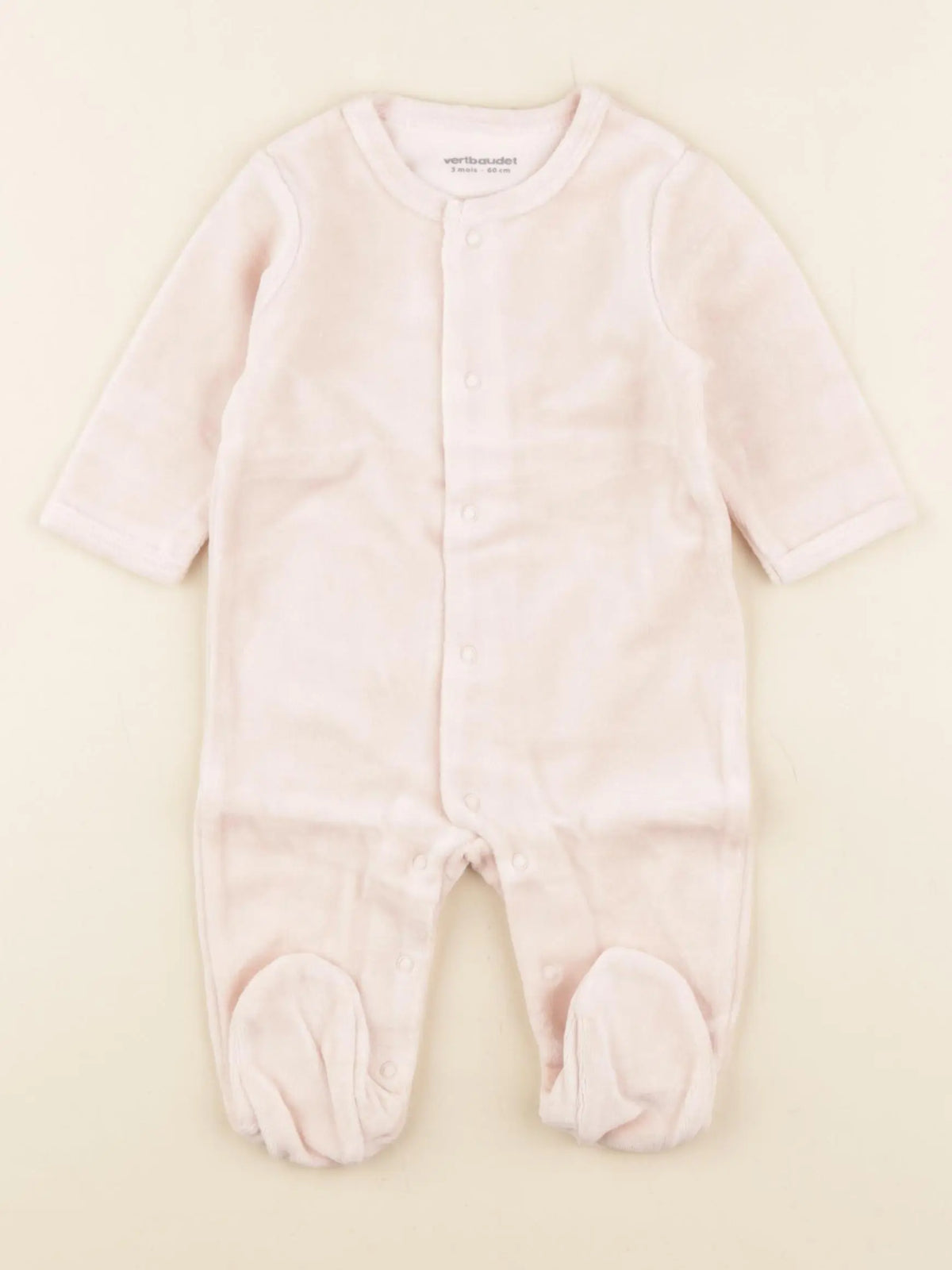 Vertbaudet - pyjama velours rose - 3 mois
