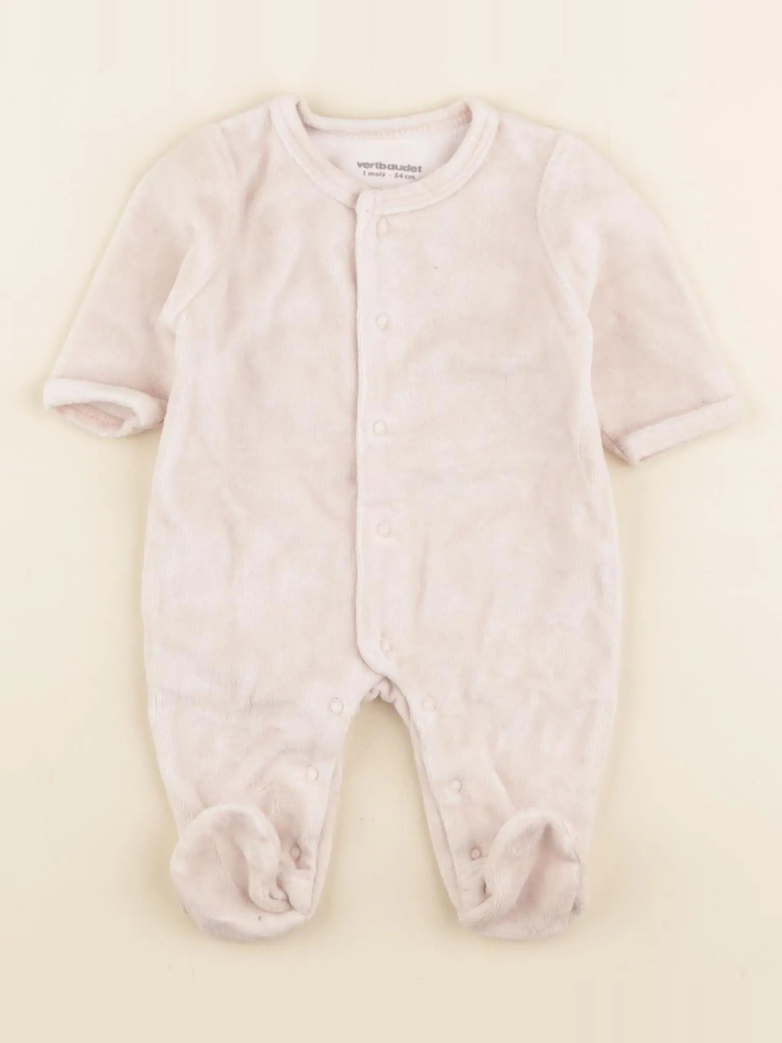 Vertbaudet - pyjama velours rose - 1 mois