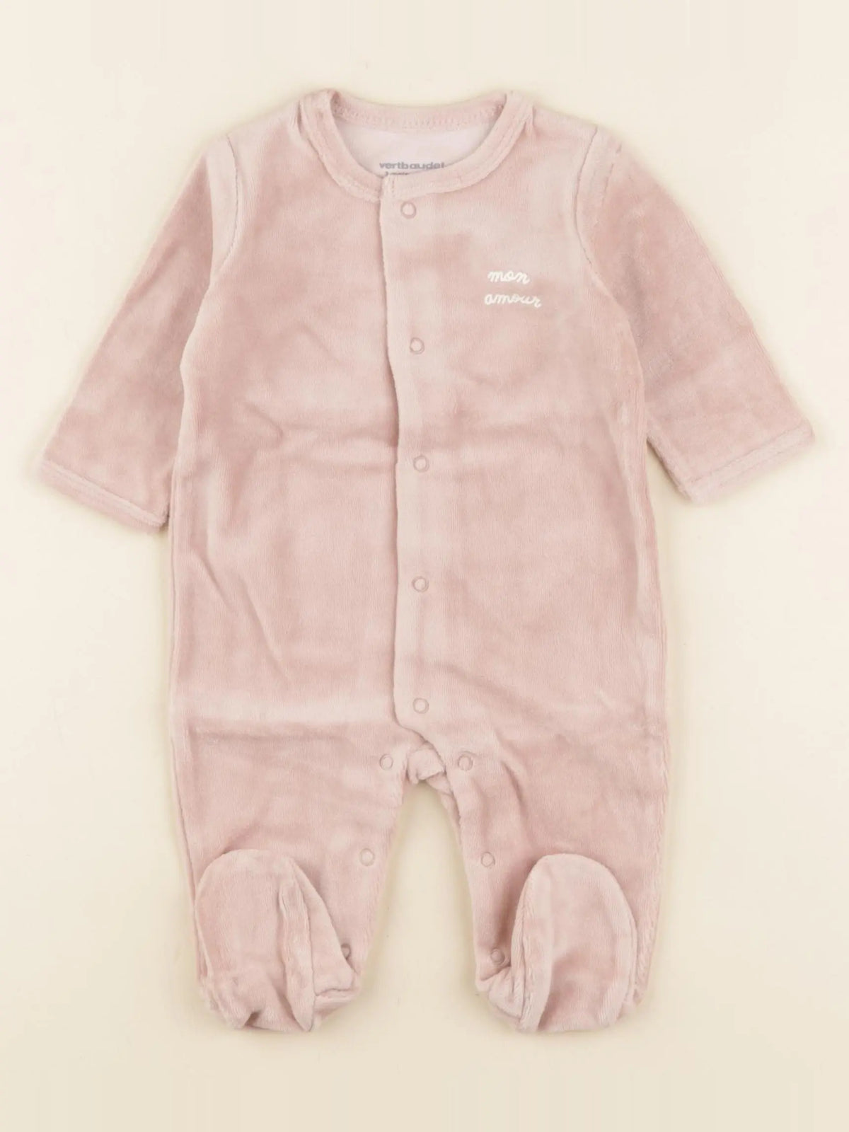 Vertbaudet - pyjama velours rose - 3 mois