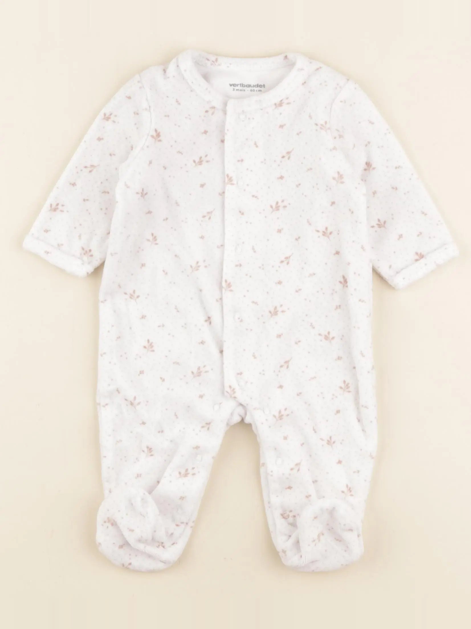 Vertbaudet - pyjama velours blanc - 3 mois