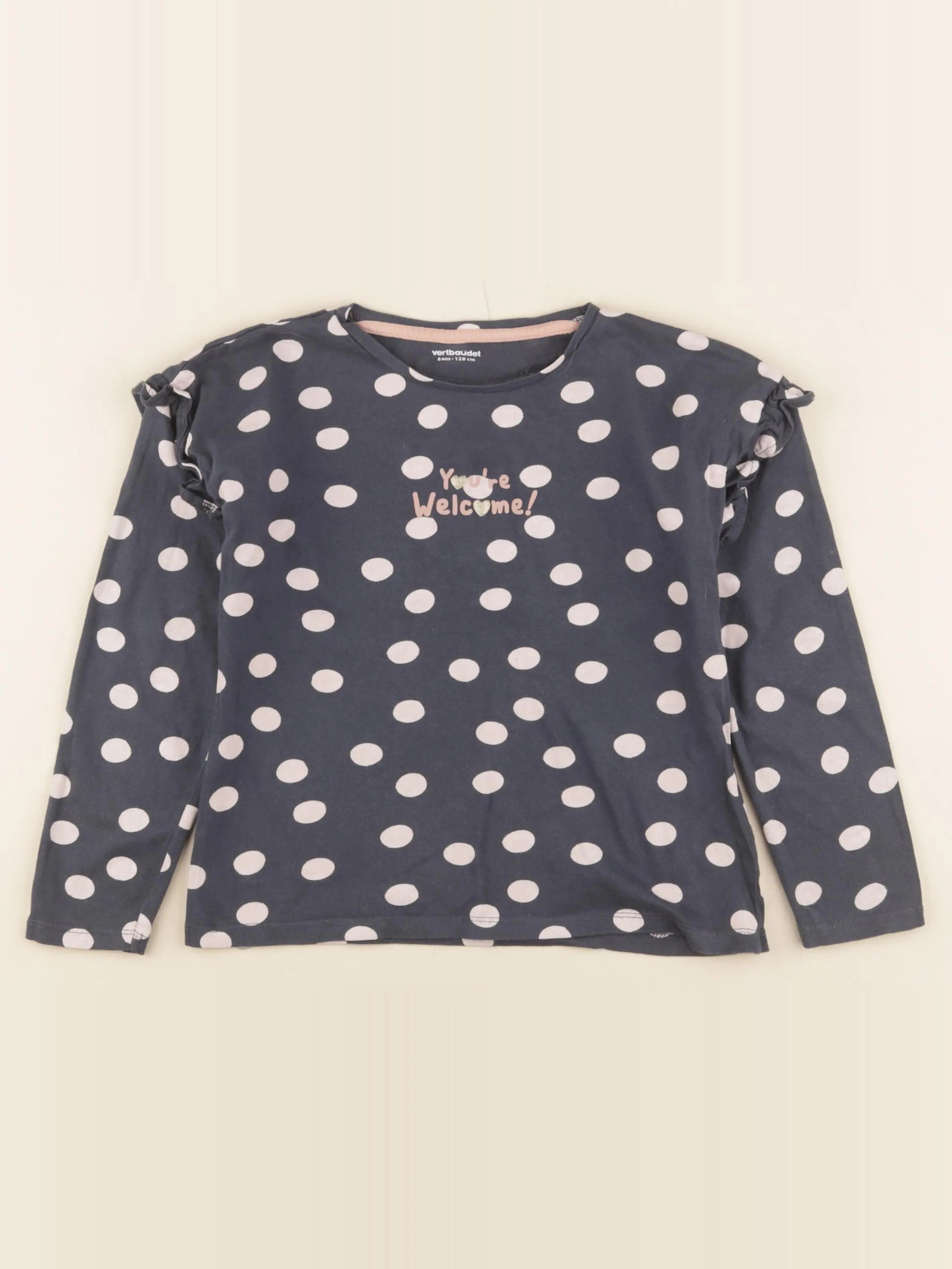 Vertbaudet - tee-shirt bleu, rose - 8 ans