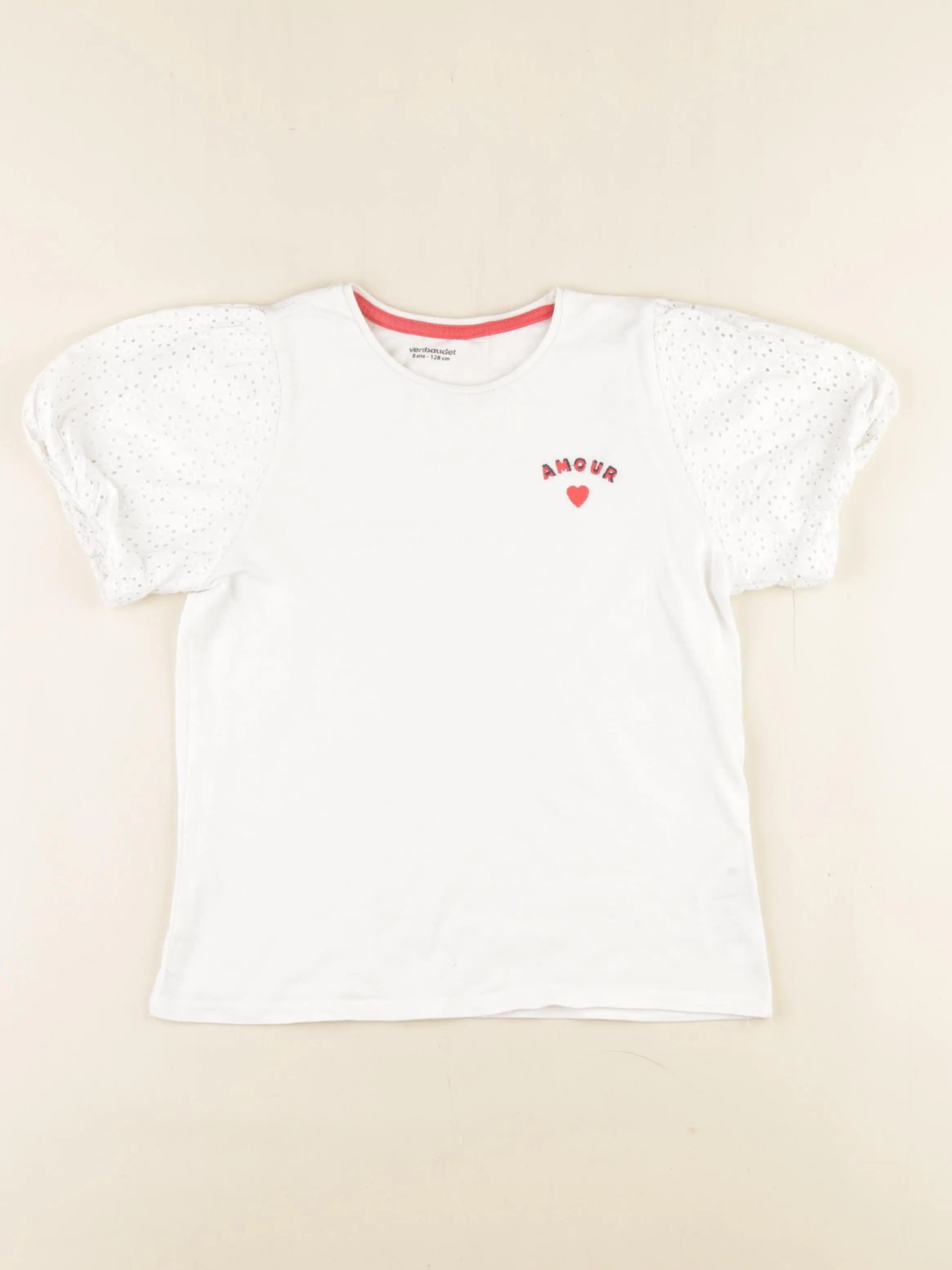 Vertbaudet - tee-shirt blanc - 8 ans