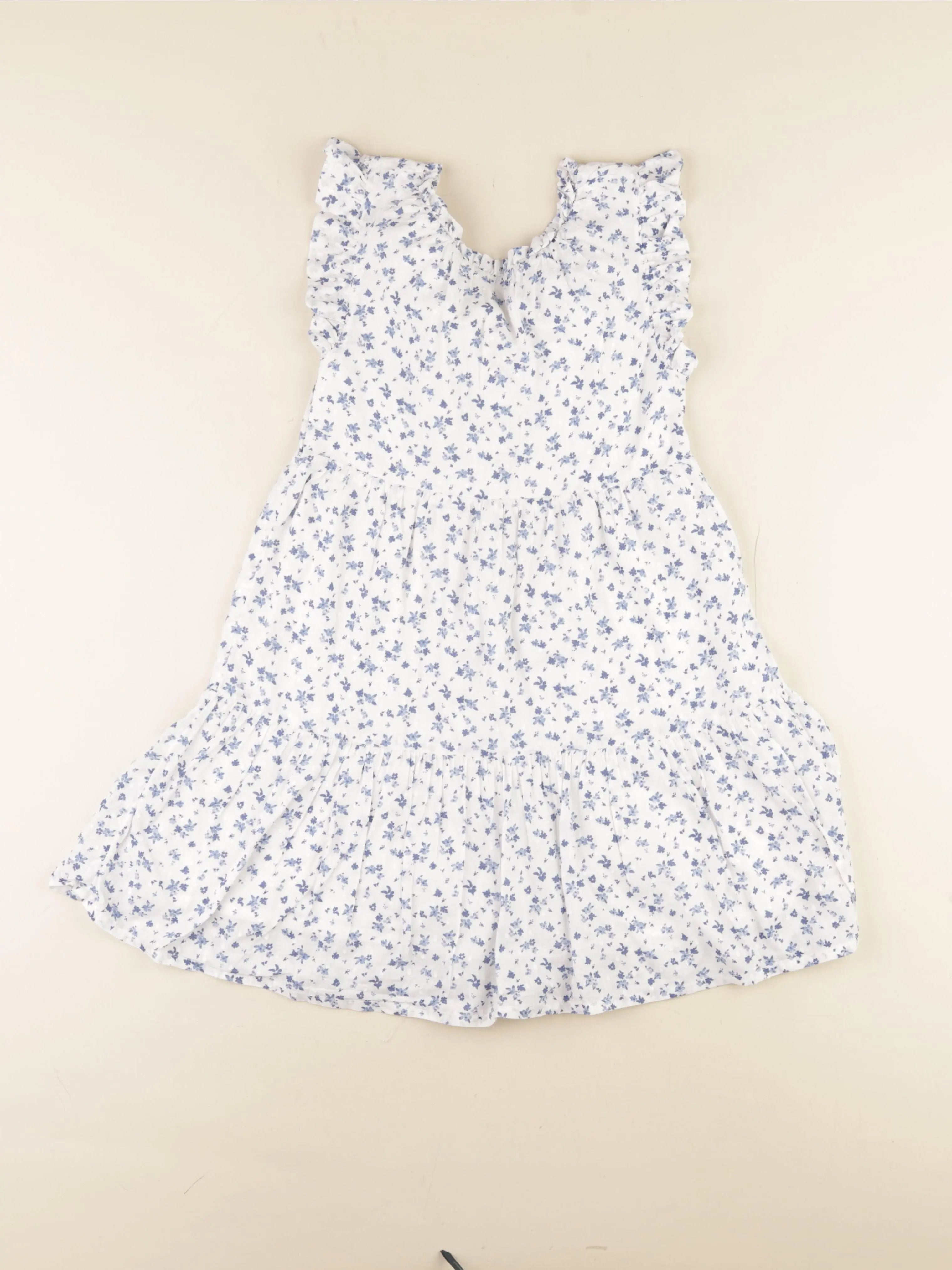 Vertbaudet - robe blanc, bleu - 7/8 ans