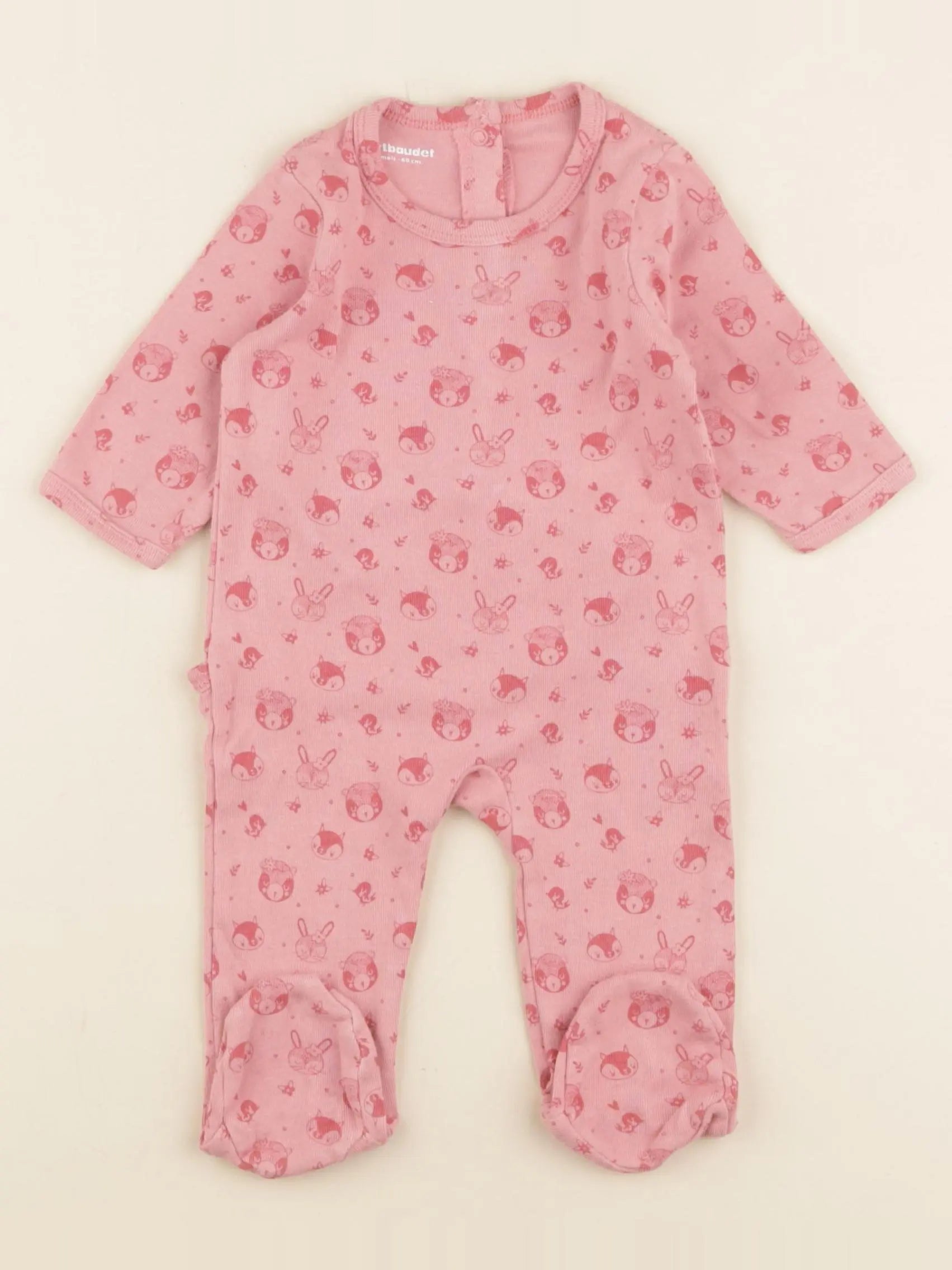 Vertbaudet - pyjama coton rose - 3 mois