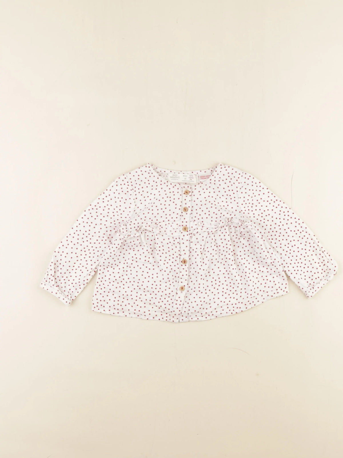 Zara - blouse blanc, rouge - 6/9 mois