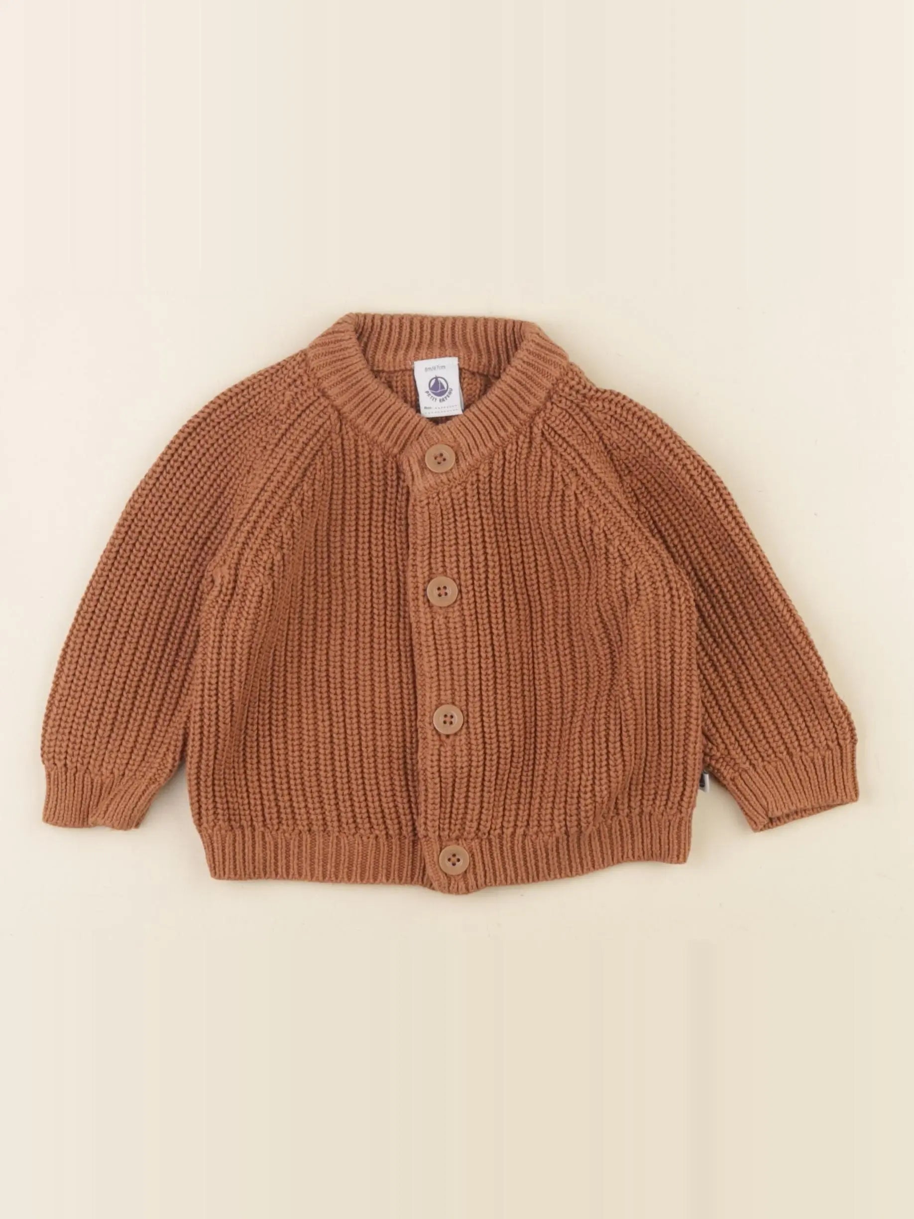 Petit Bateau - gilet marron - 6 mois