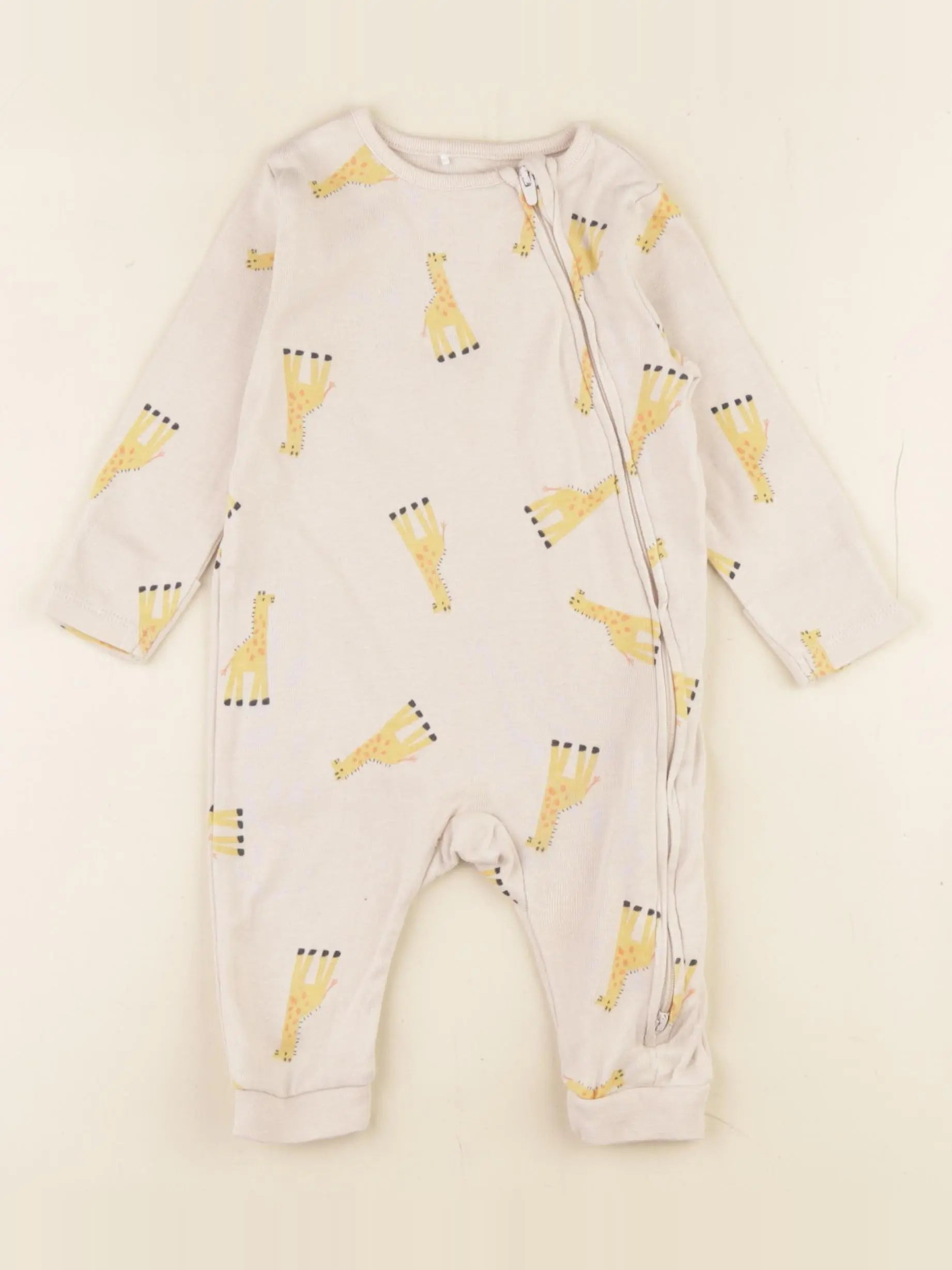 Marks & Spencer  - pyjama coton beige, jaune - 3/6 mois